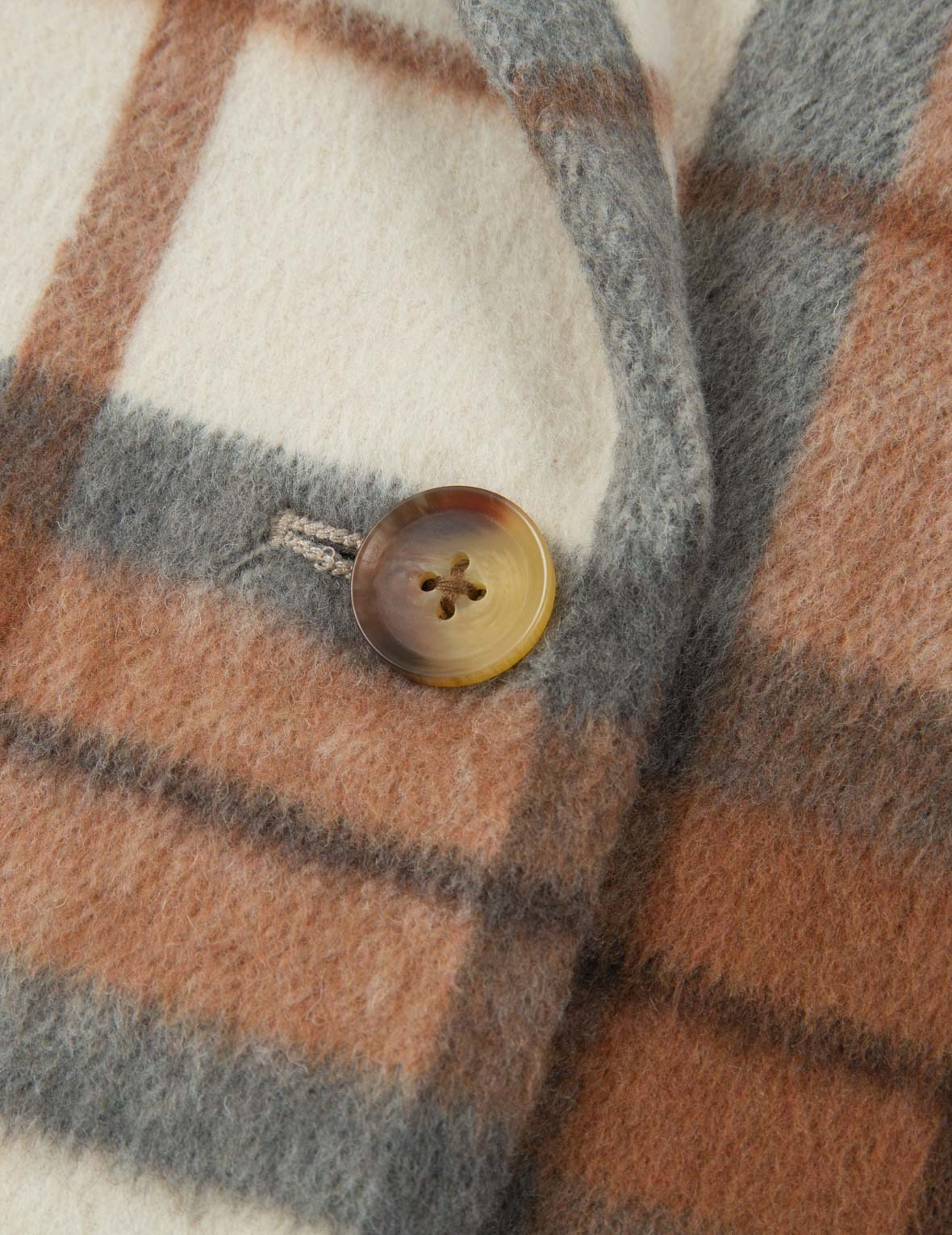 SEAGULL EMBROIDERY CHECKED WOOL-BLEND COAT - 8