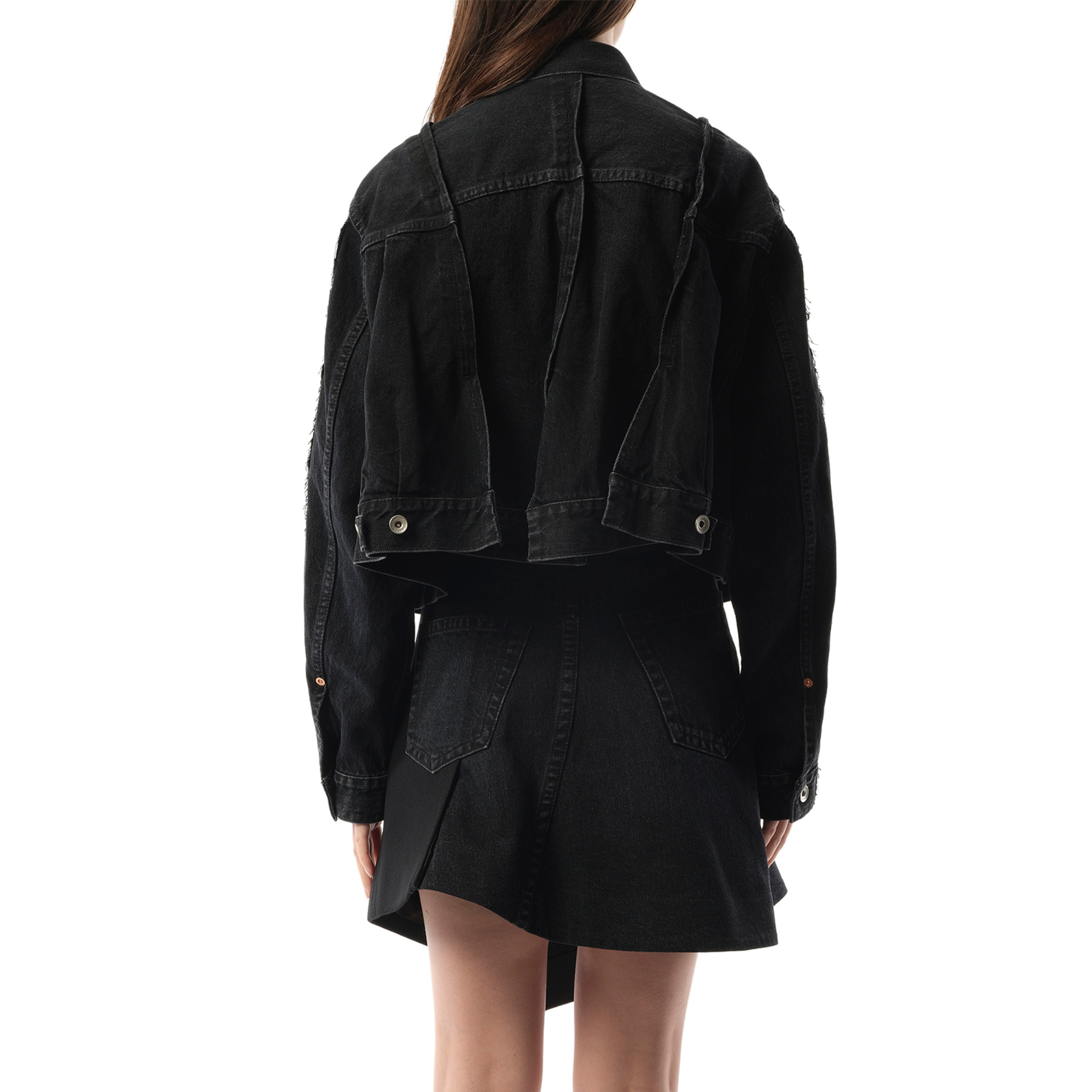 Reconstructed Denim Jacket in Black - 6