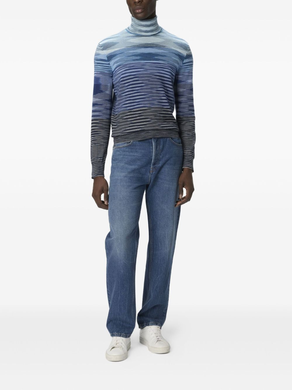 stripe-pattern turtleneck sweater - 2