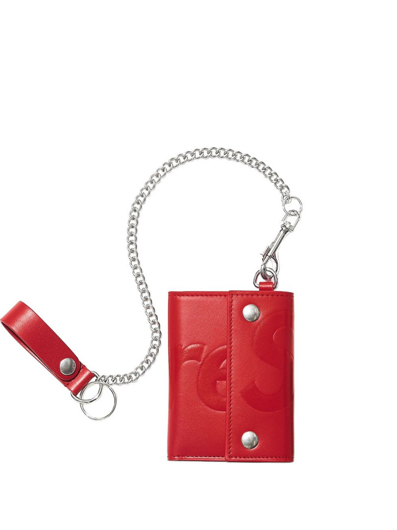 embossed-logo leather chain wallet 1