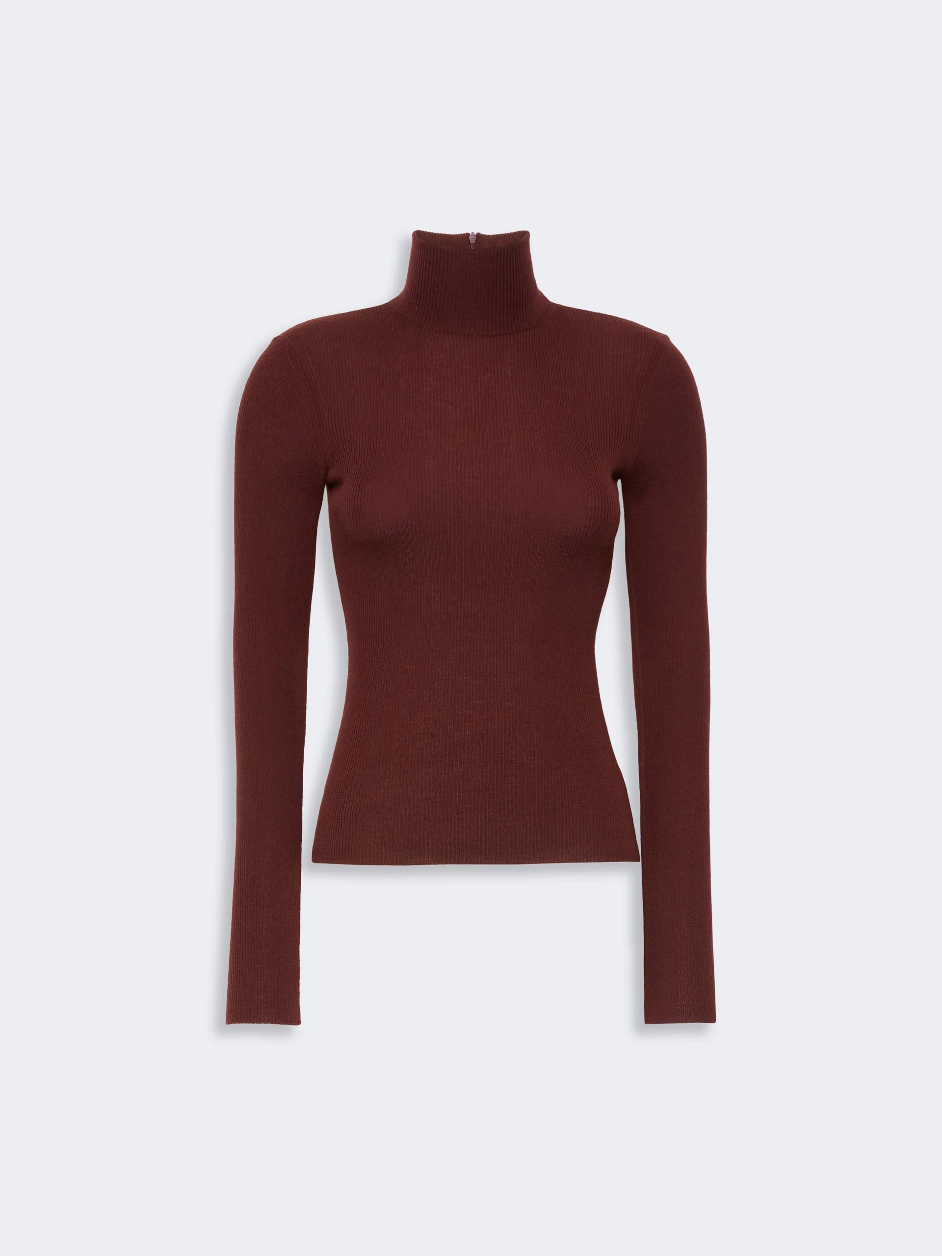 CAVALLO Wool yarn polo-neck sweater - BROWN BORDEAUX - 1