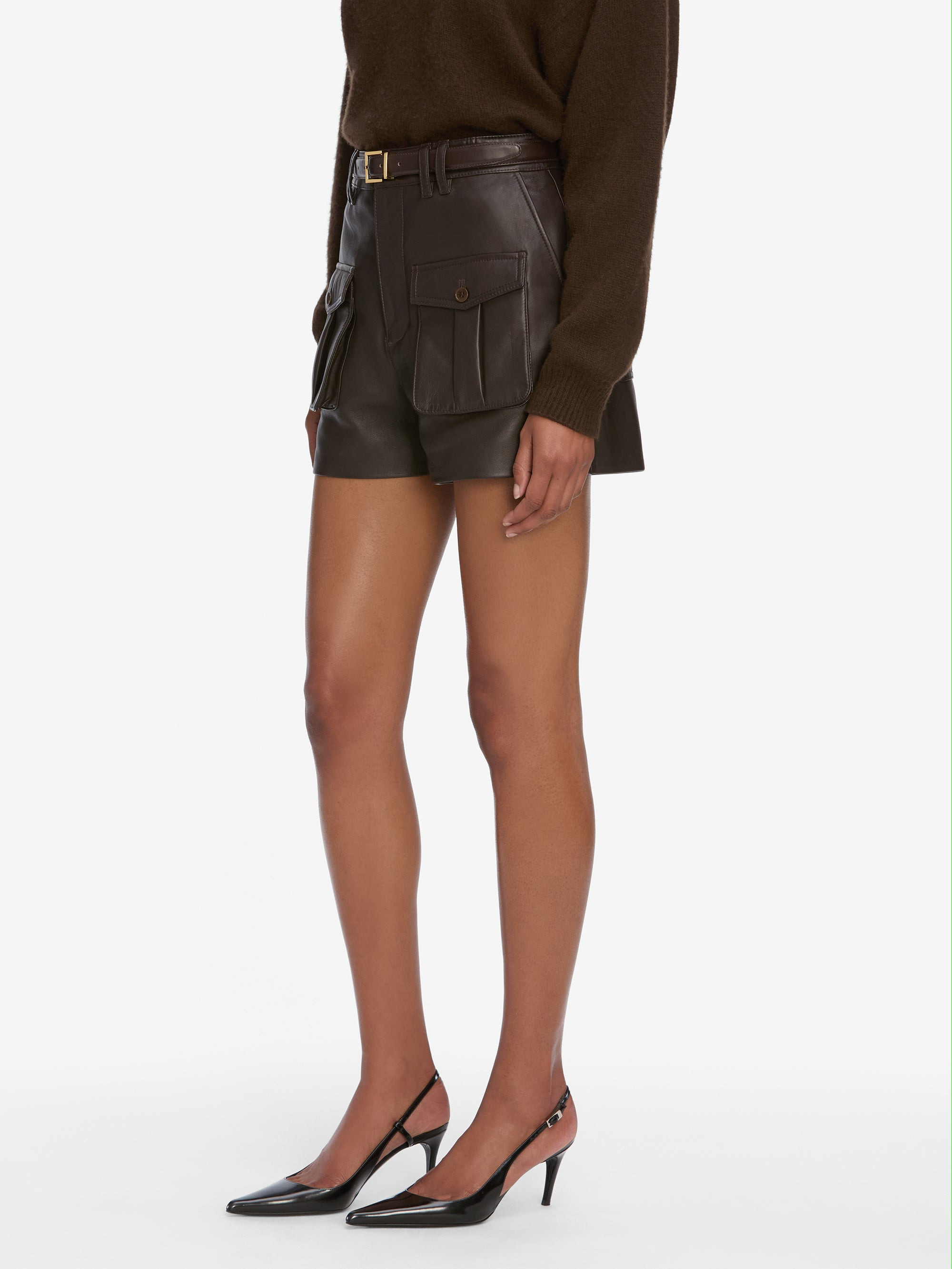The Leather Scout Short in Truffle - 5