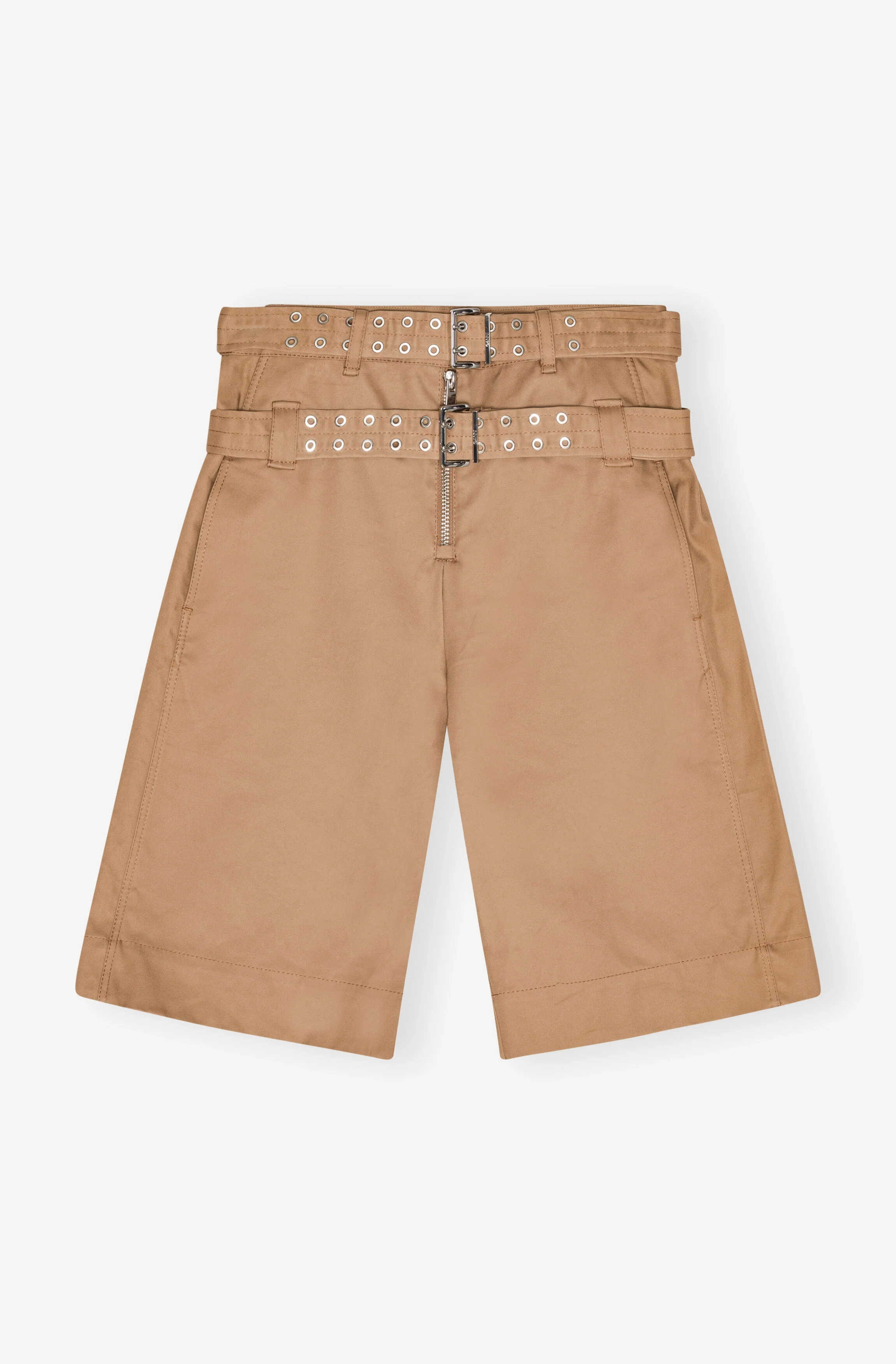 CAMEL BONDED COTTON BELT SHORTS - 1