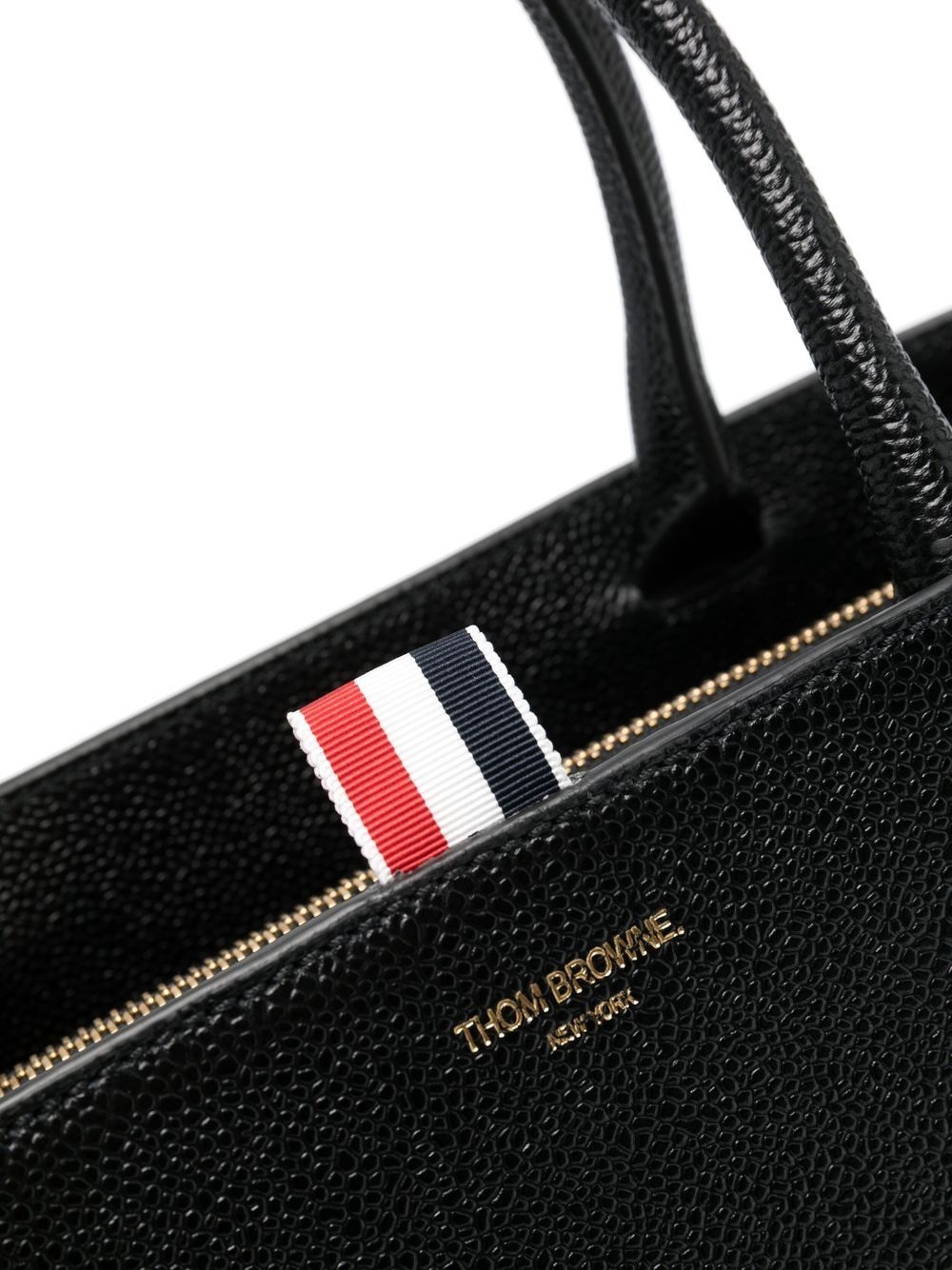 logo print grained leather tote - 4