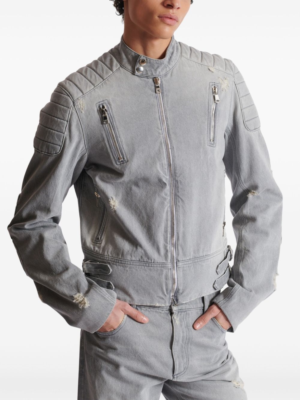 biker denim jacket - 5