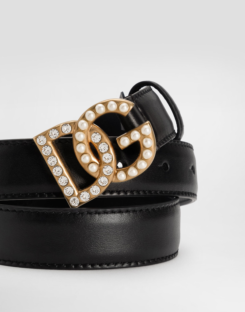 Dolce & Gabbana Calfskin belt with DG logo with rhinestones and pearls outlook