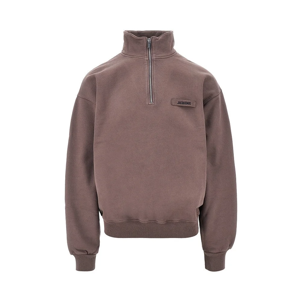 Jacquemus Gros Grain Half-zip Sweatshirt Brown - 1