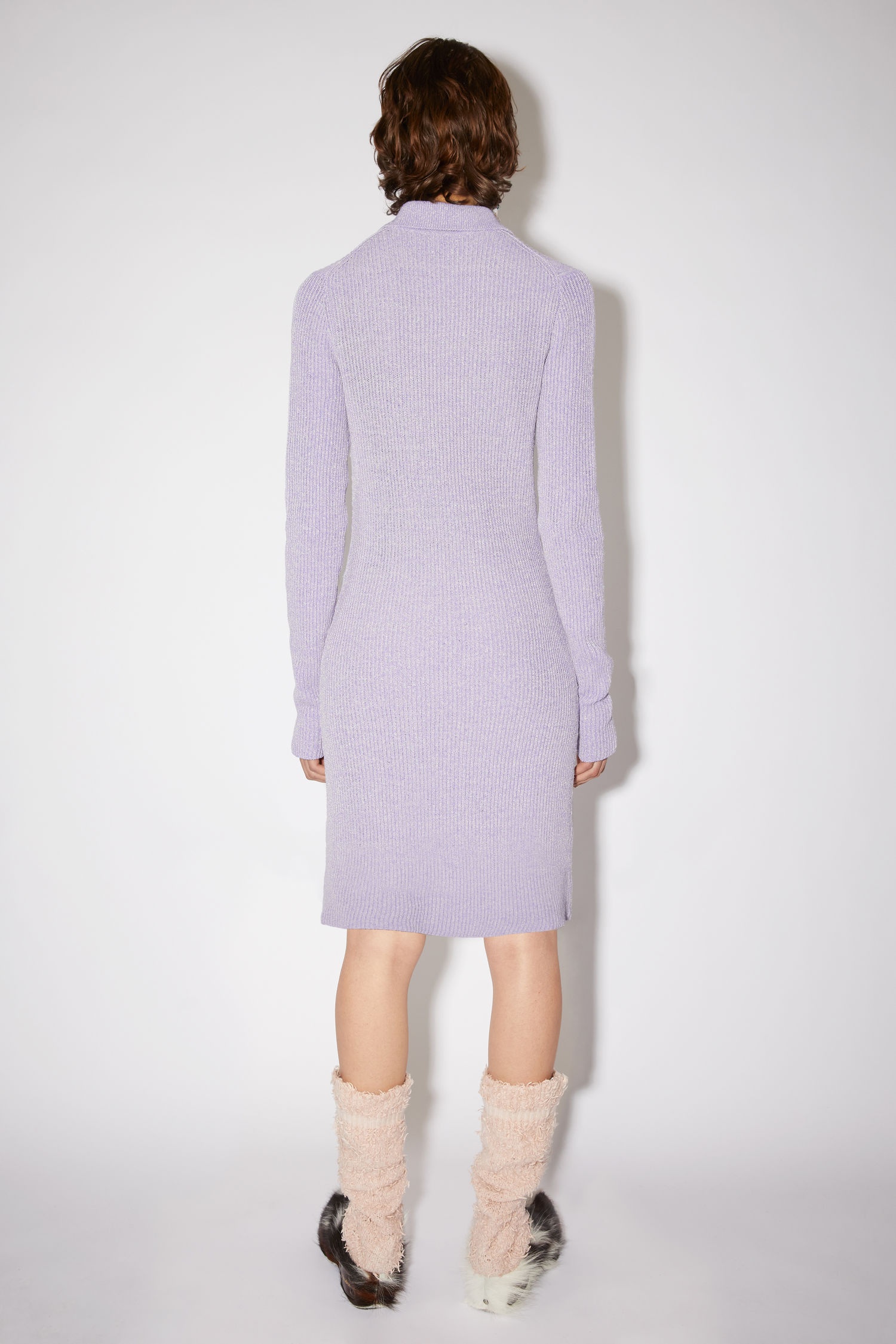 Ribbed polo dress - Lilac purple - 3