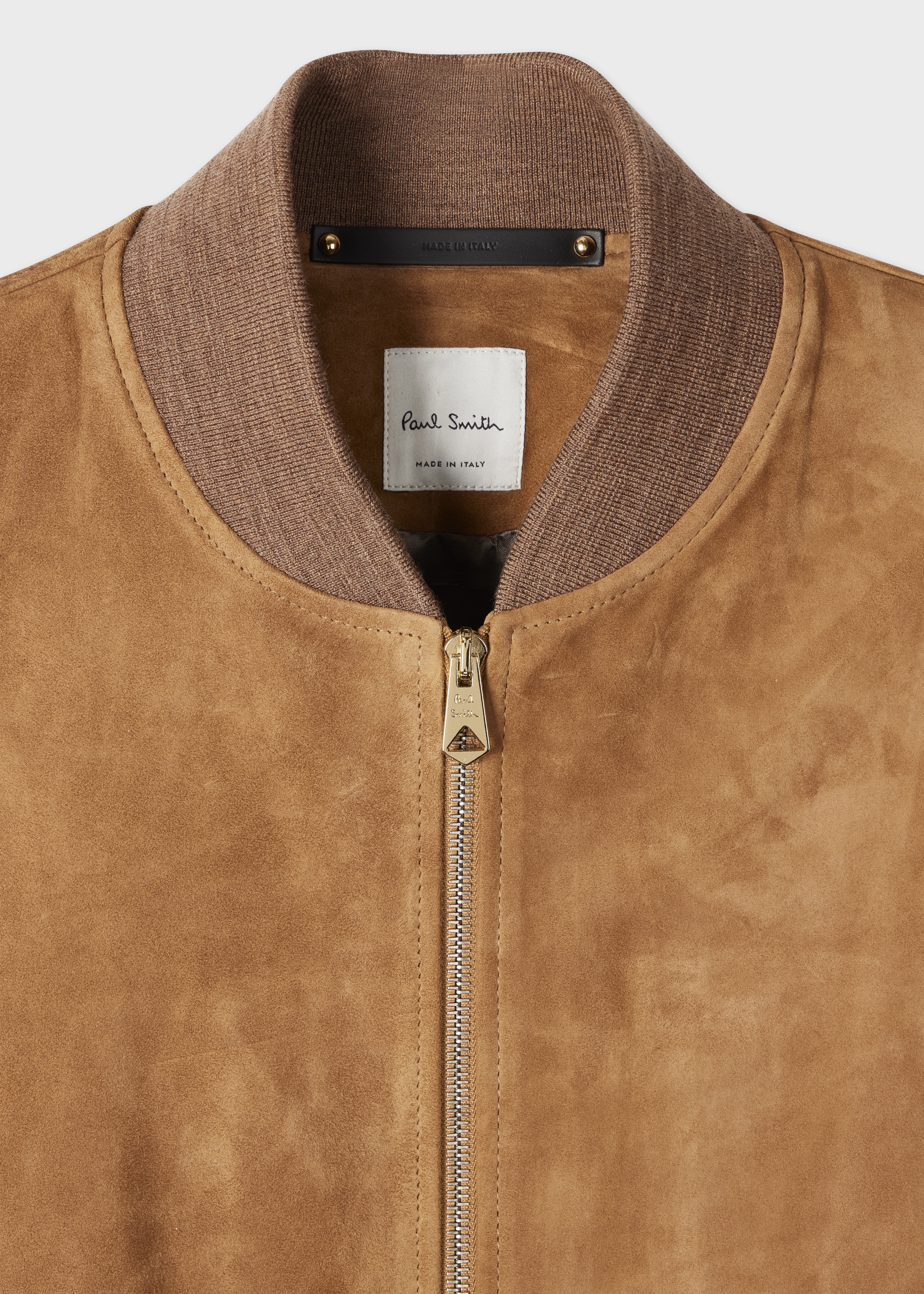 Tan Suede Zip Bomber Jacket - 2