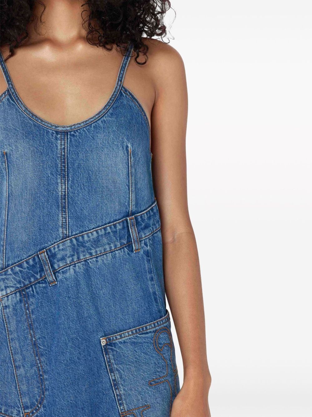 asymmetric cotton denim dress - 5