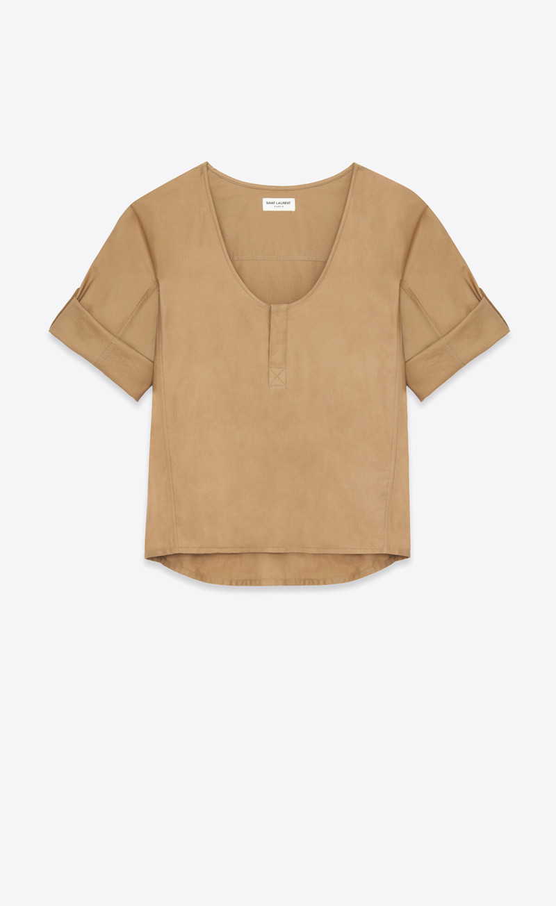 henley blouse in cotton twill - 1
