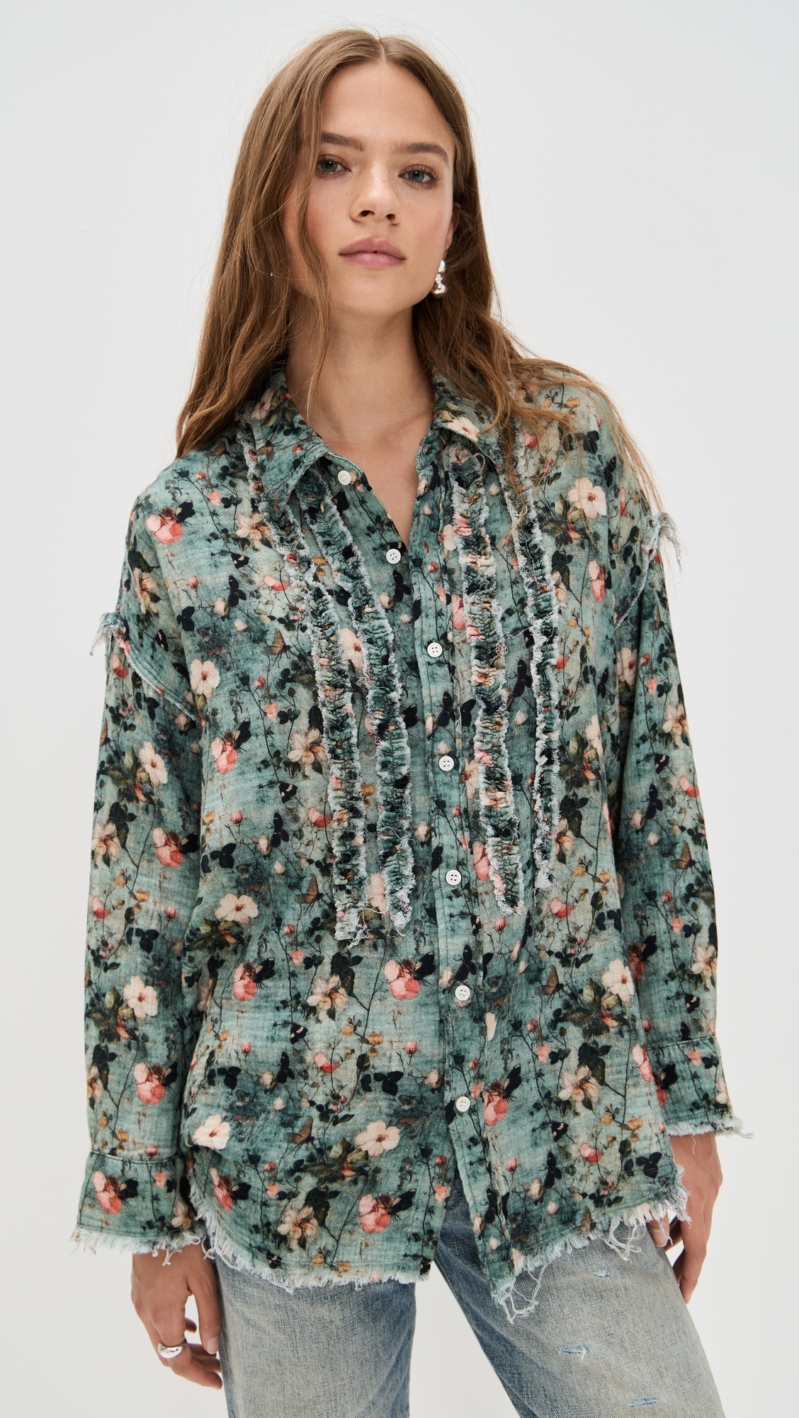 Shredded Seam Ruffle Shirt - 6