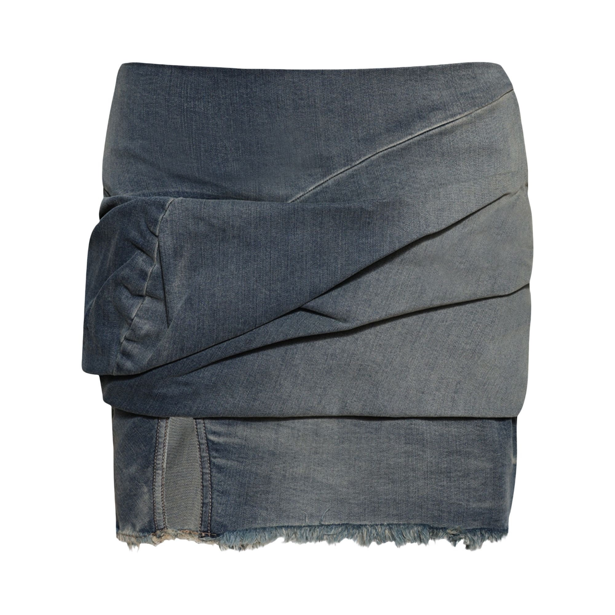 Rick Owens DRKSHDW Drape Denim Mini Skirt 'Washed Indigo' - 1