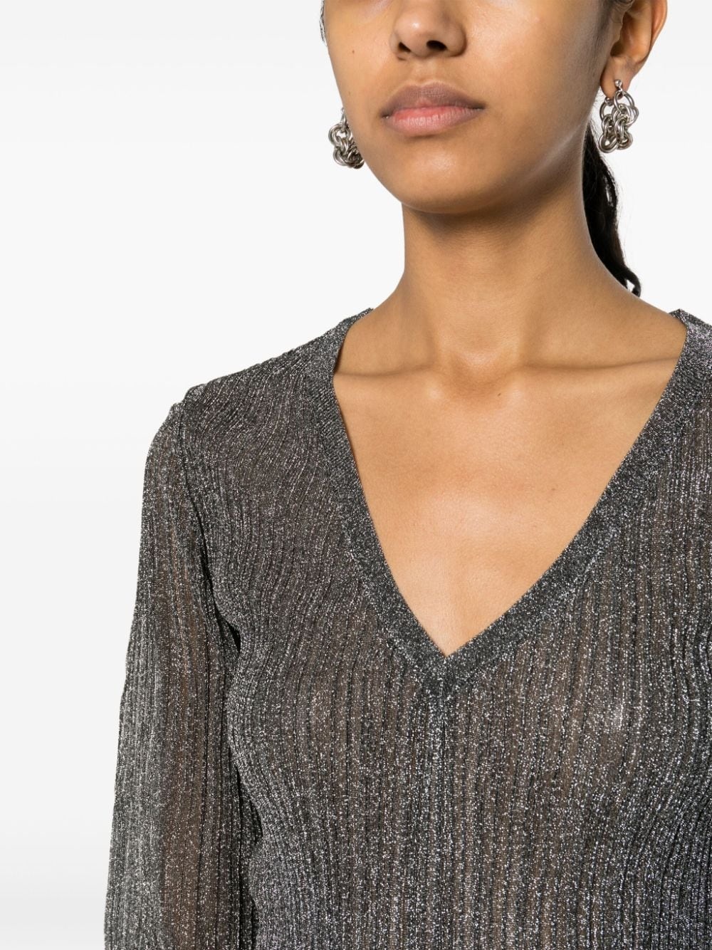 Lendy lurex-detail jumper - 5