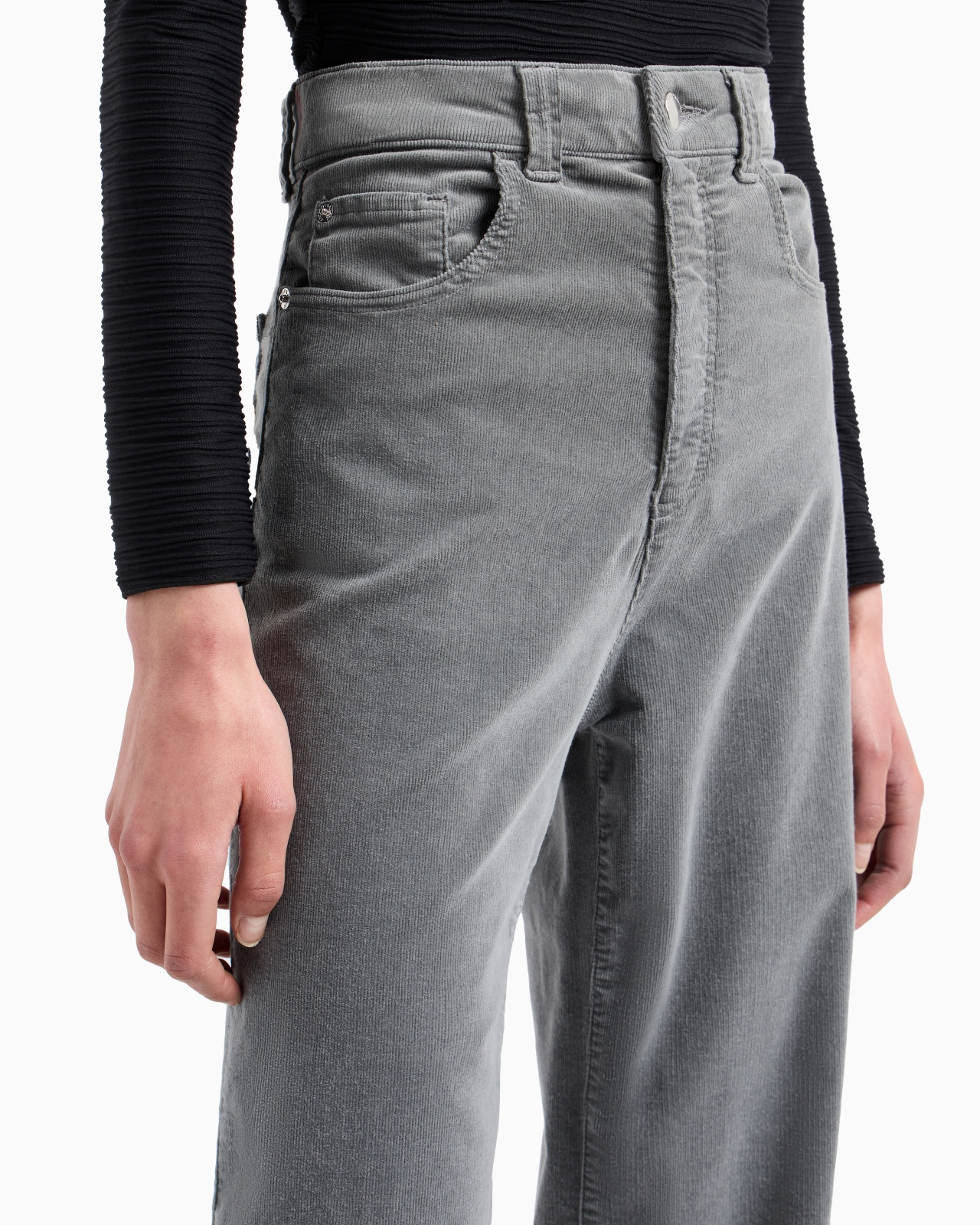 J14 high-waisted, wide-leg palazzo trousers in garment-dyed corduroy - 5