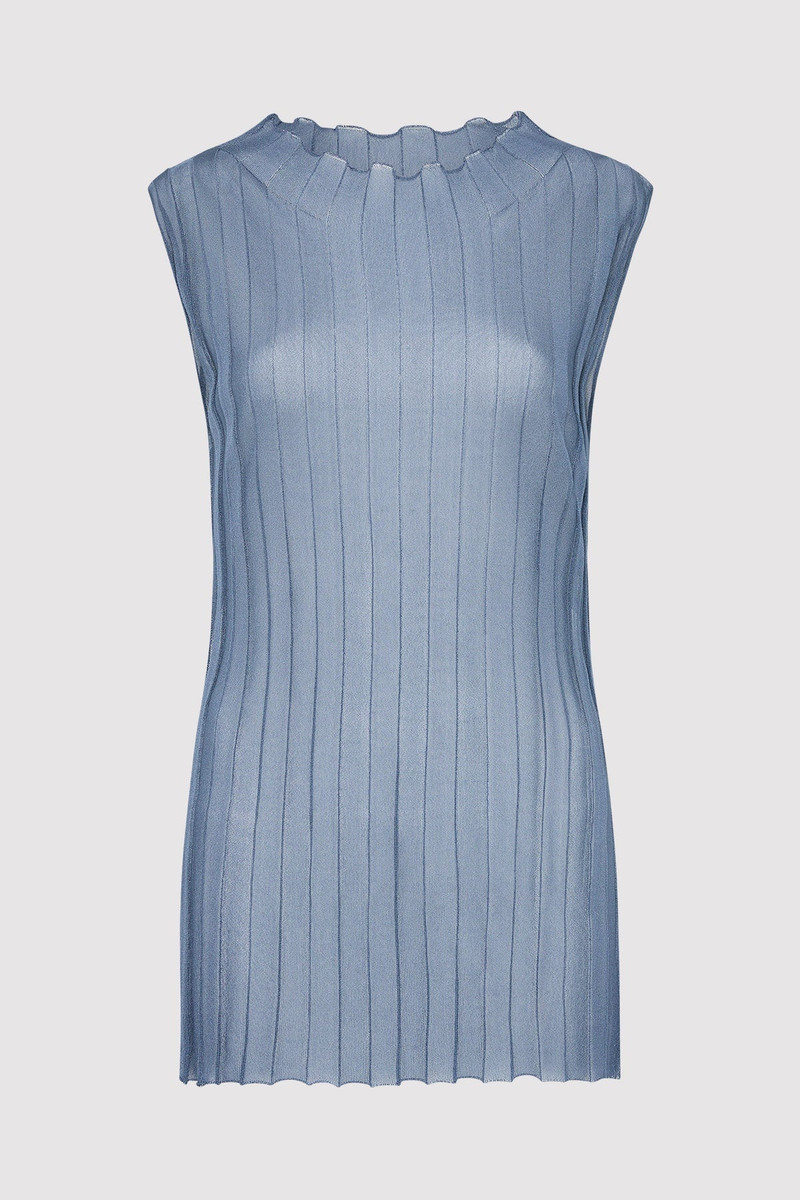 Fine Pleat Knit Top - Steel Blue 4