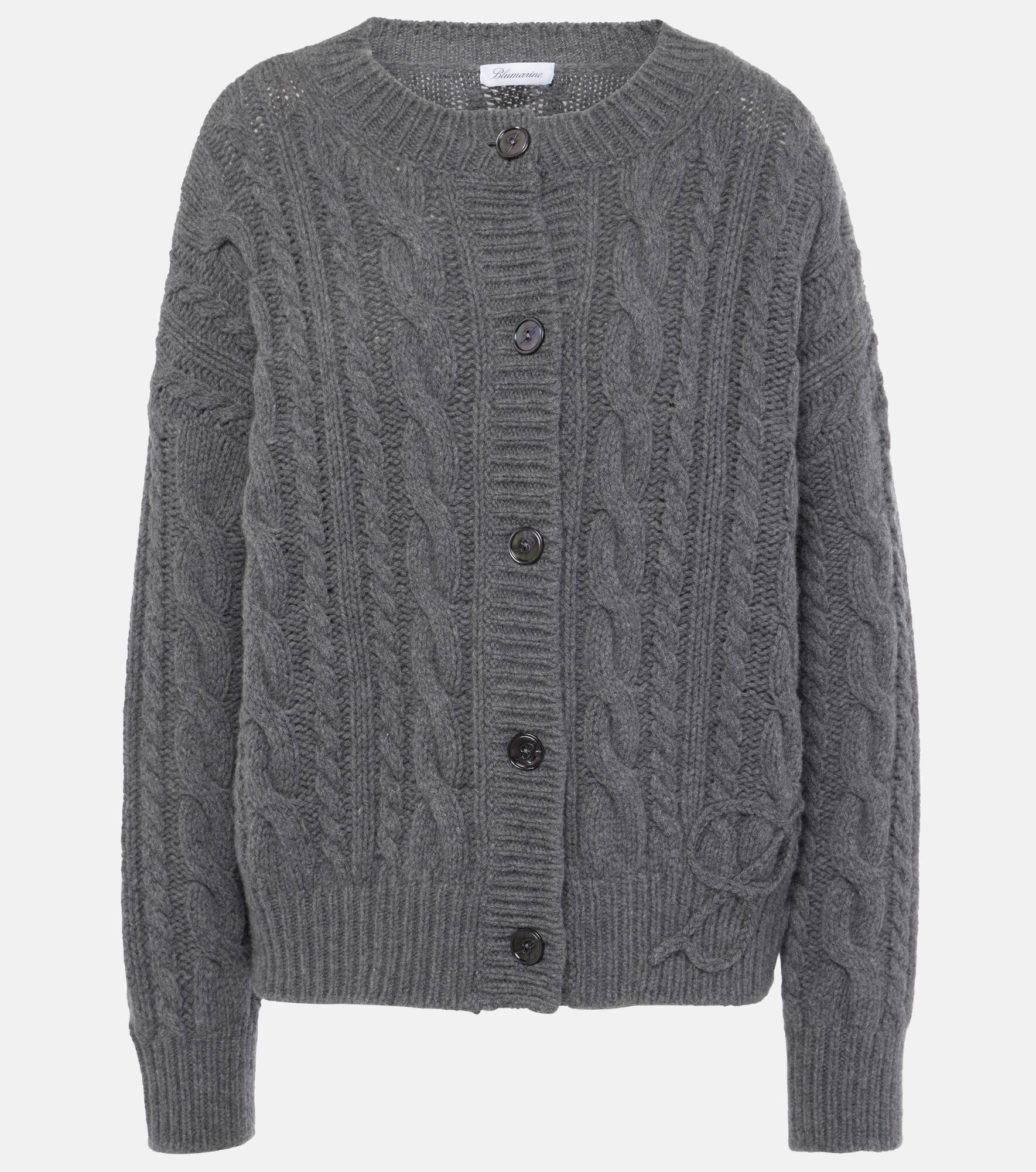 Cable-knit wool and cashmere cardigan - 1