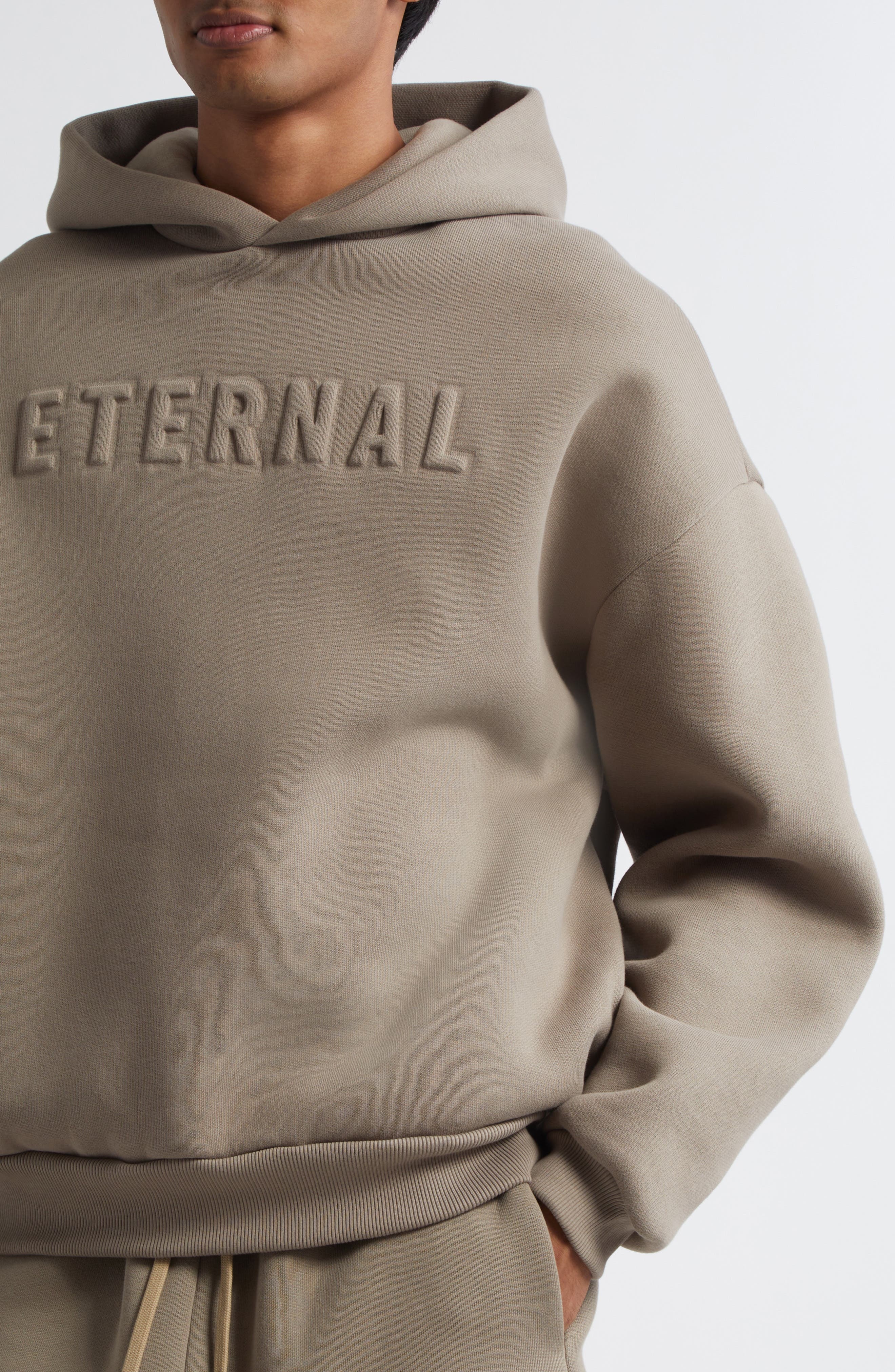 Fear of God Eternal Embossed Logo Hoodie in Dusty Beige at Nordstrom - 5