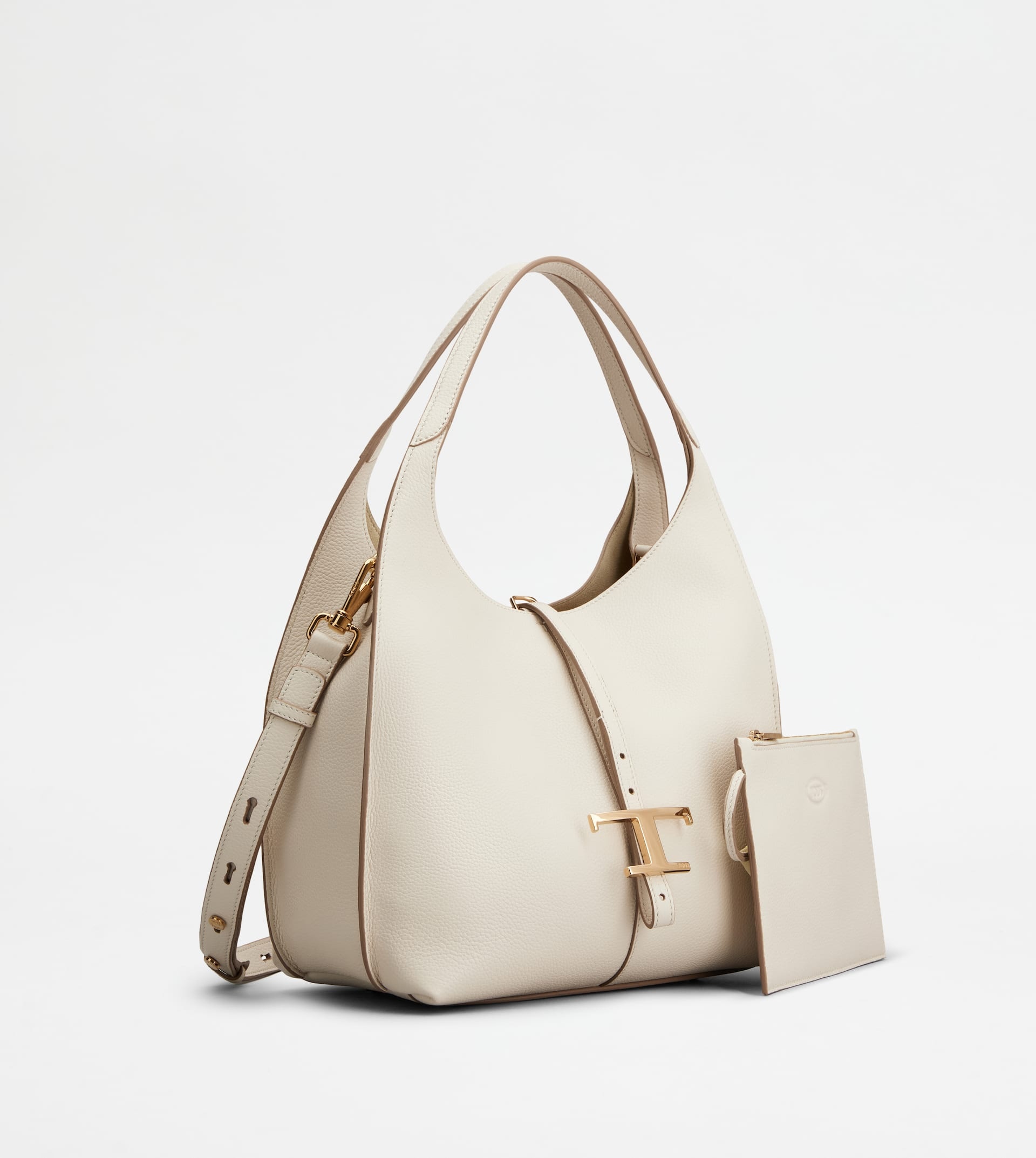 T TIMELESS SHOULDER BAG IN LEATHER SMALL - WHITE - 2