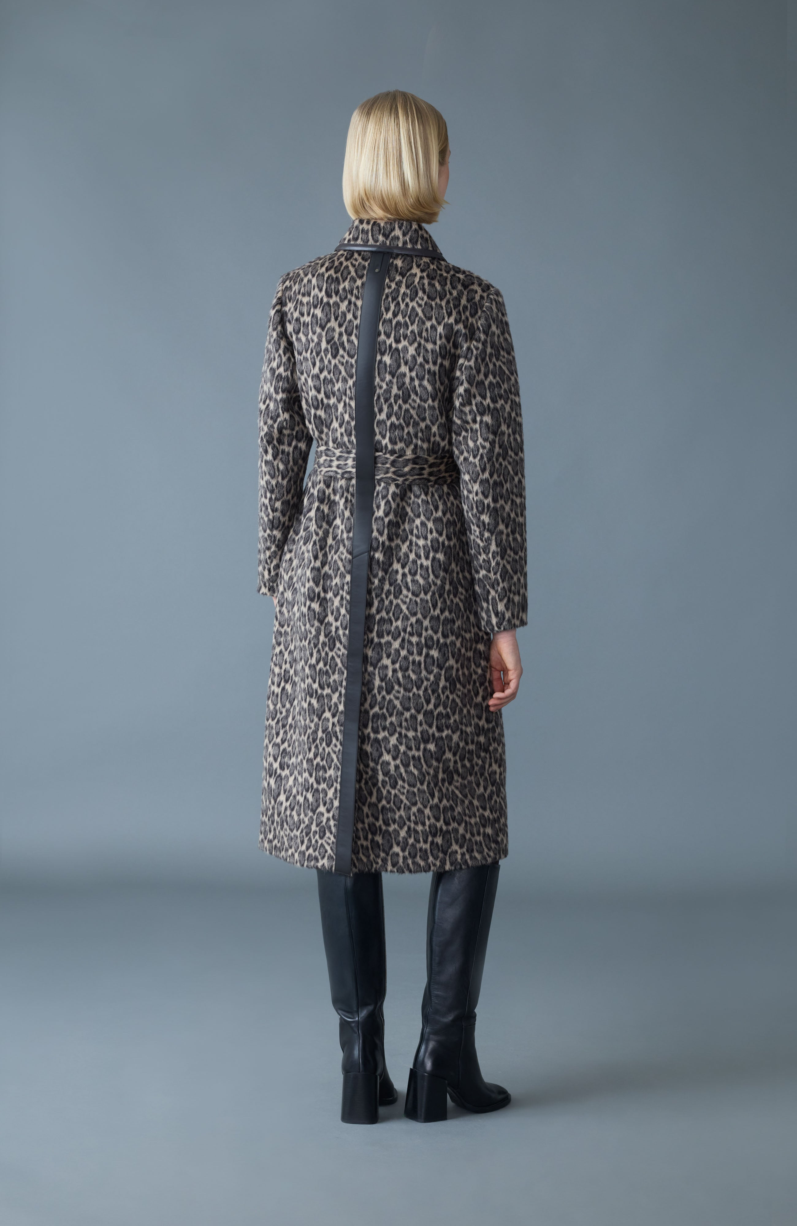 ZEVA-A Long Wool Coat With Leather Trim - 4