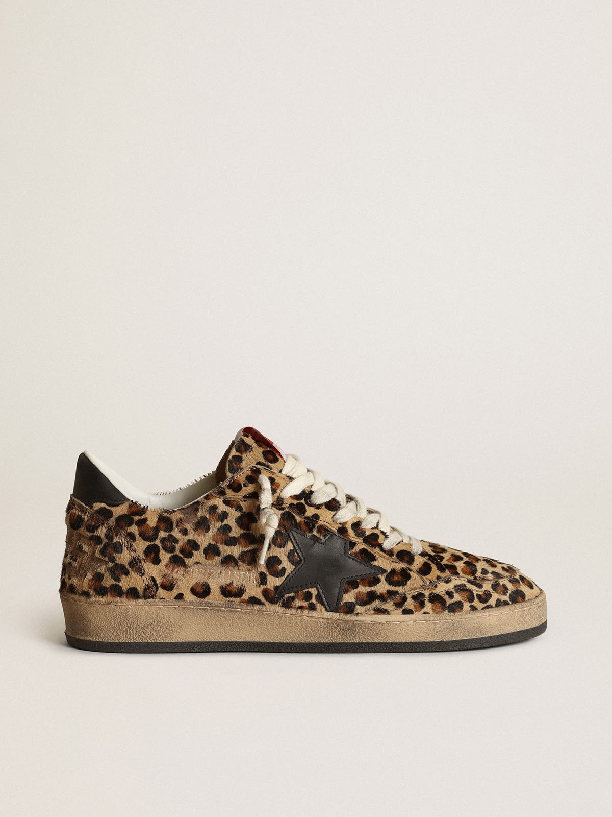 Golden Goose Ball Star in leo-print pony skin, black leather star & heel  tab | REVERSIBLE