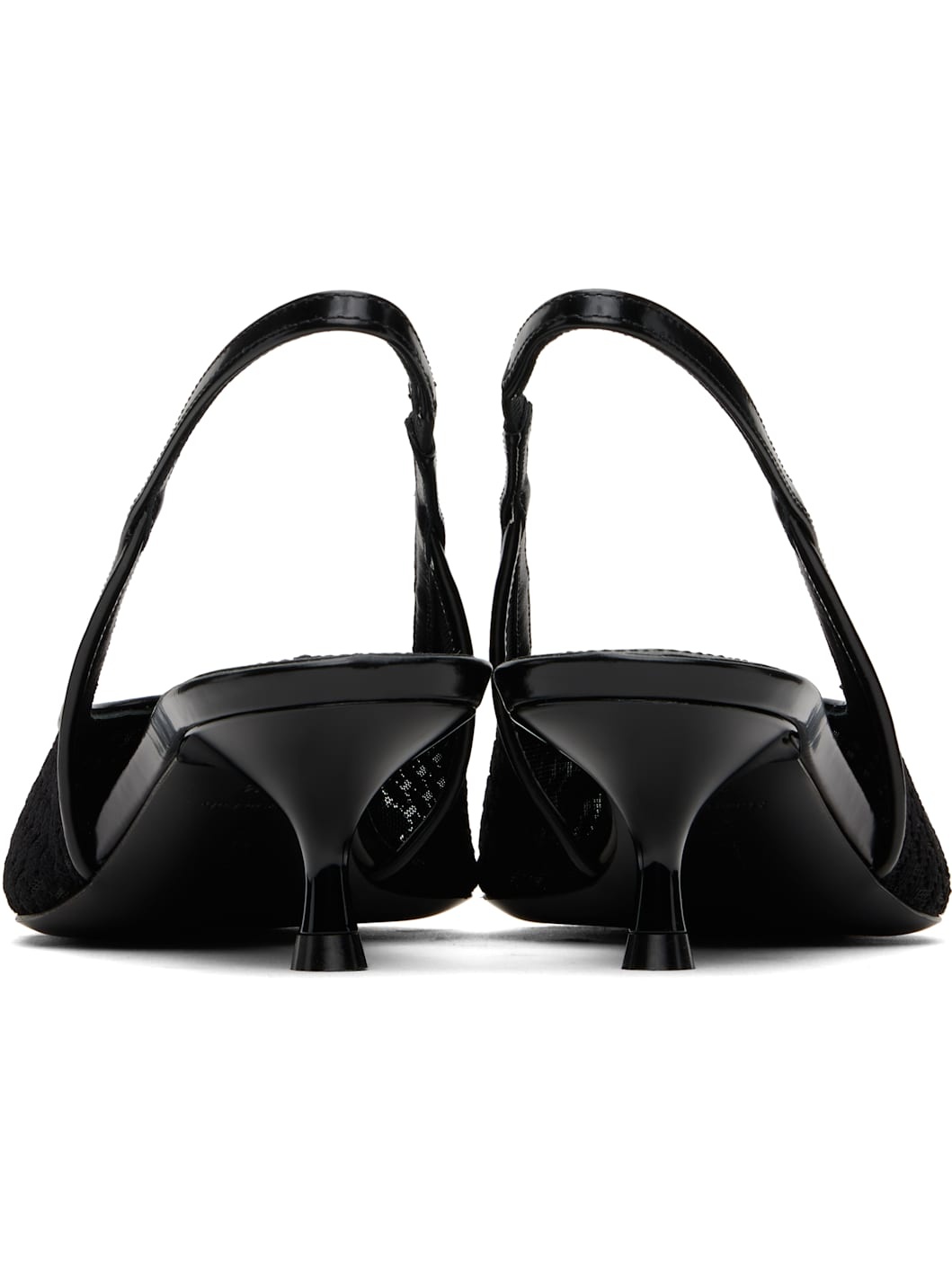 Black Mesh Slingback Kitten Heel - 2