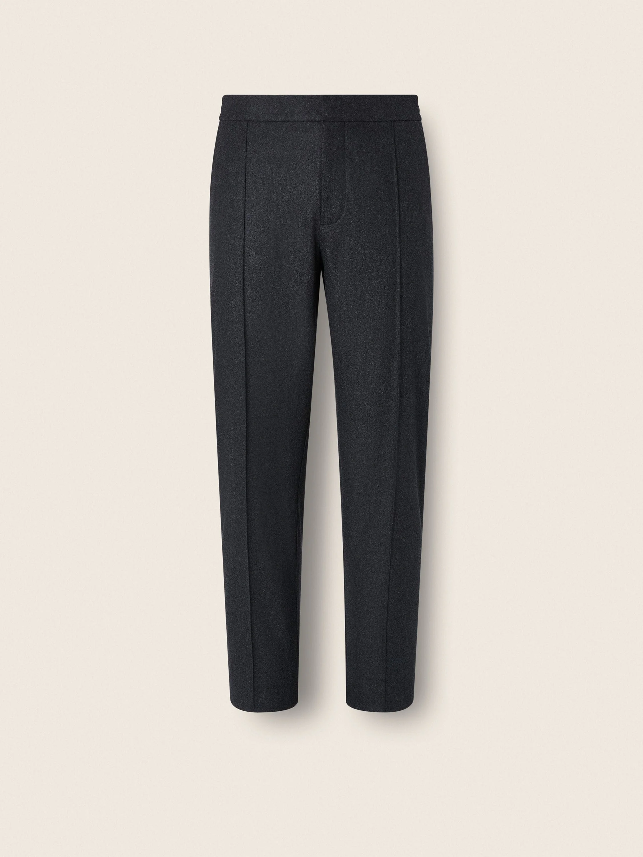 DARK GREY MÉLANGE WOOL SILK AND CASHMERE PANTS - 1