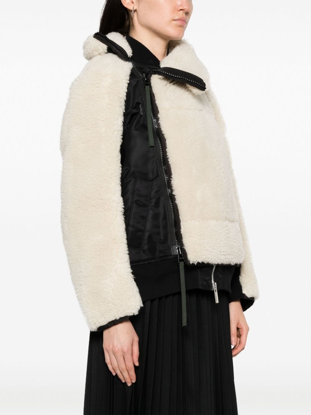 hybrid faux shearling bomber jacket - 5