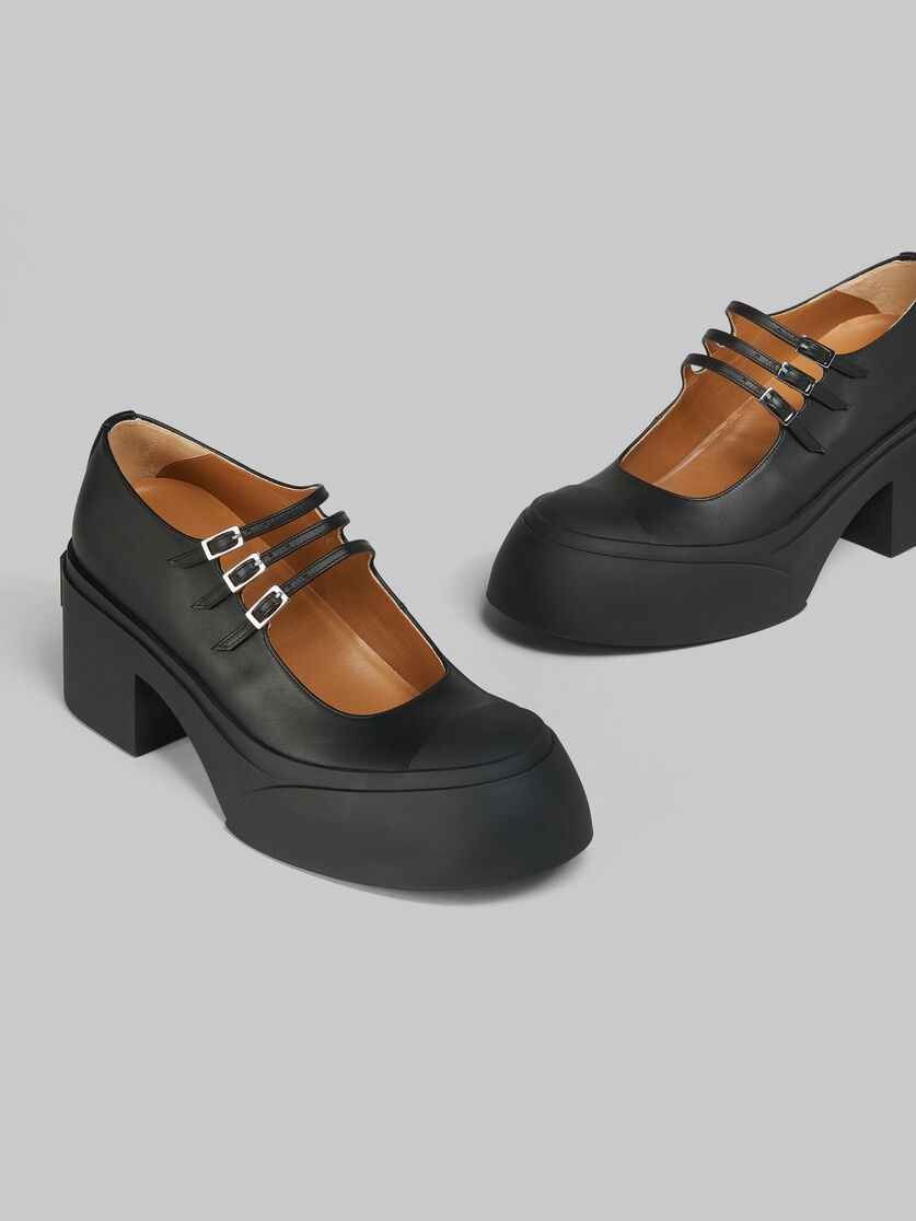 BLACK LEATHER PABLO TRIPLE-BUCKLE MARY JANE SHOE - 5