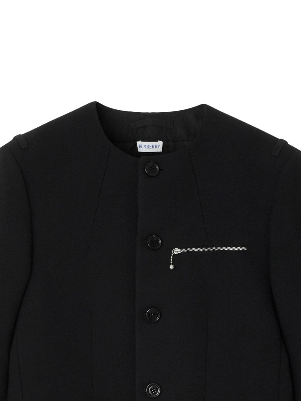 collarless tailored wool jacket - 2