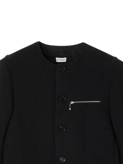 Burberry collarless tailored wool jacket outlook