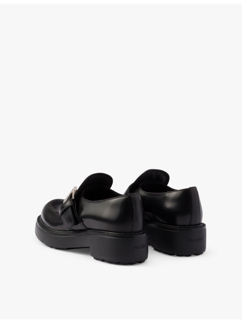 Branded-buckle brushed leather loafers - 4
