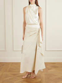 HEIRLOME Kate draped silk-satin top Ivory - HL-XII-05155IVORY | REVERSIBLE