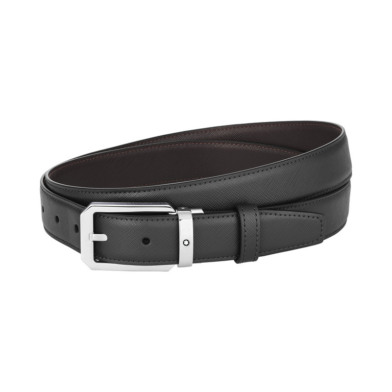 Black/brown 30 mm reversible leather belt 1
