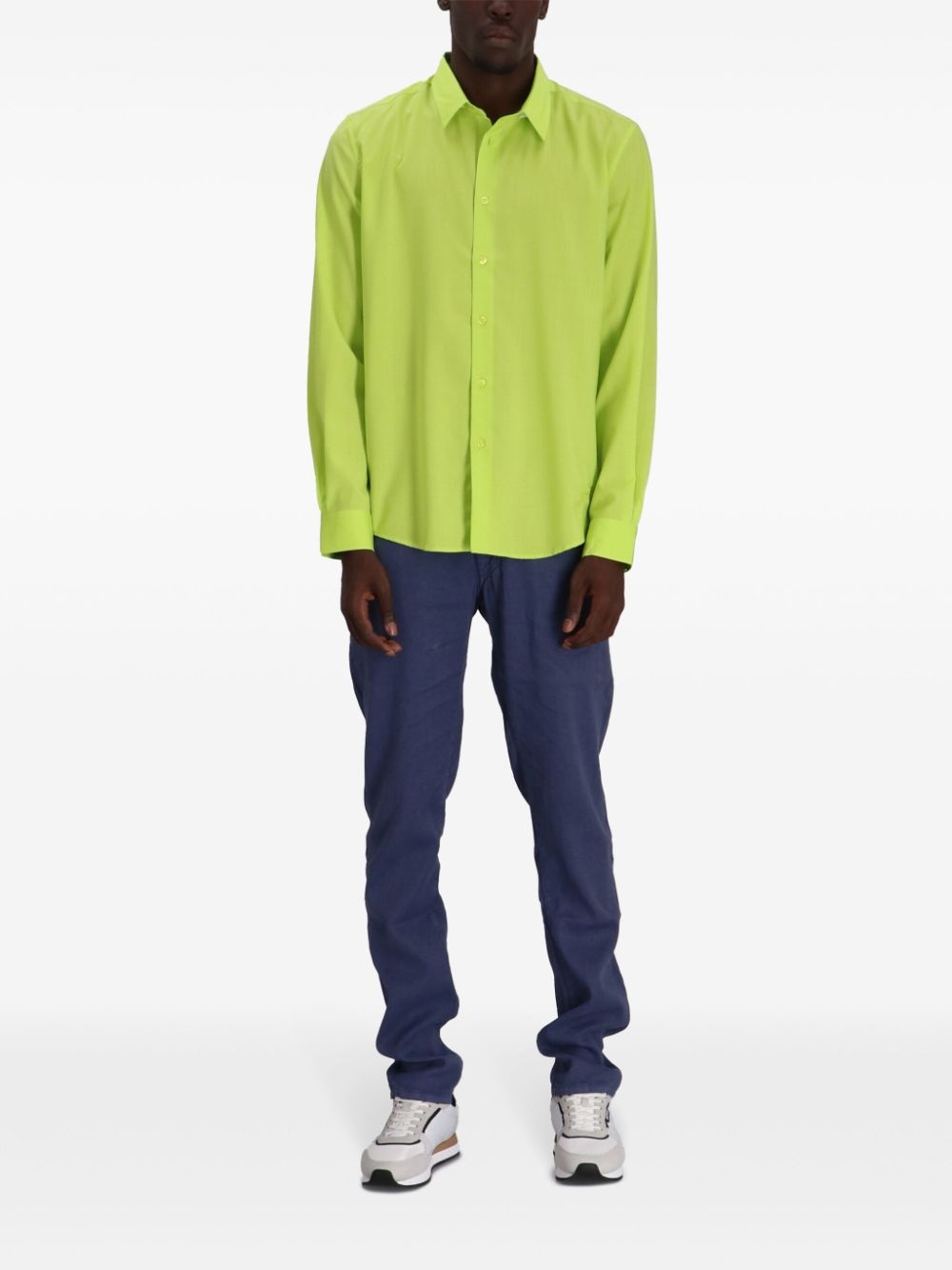 embroidered-logo wool shirt - 2