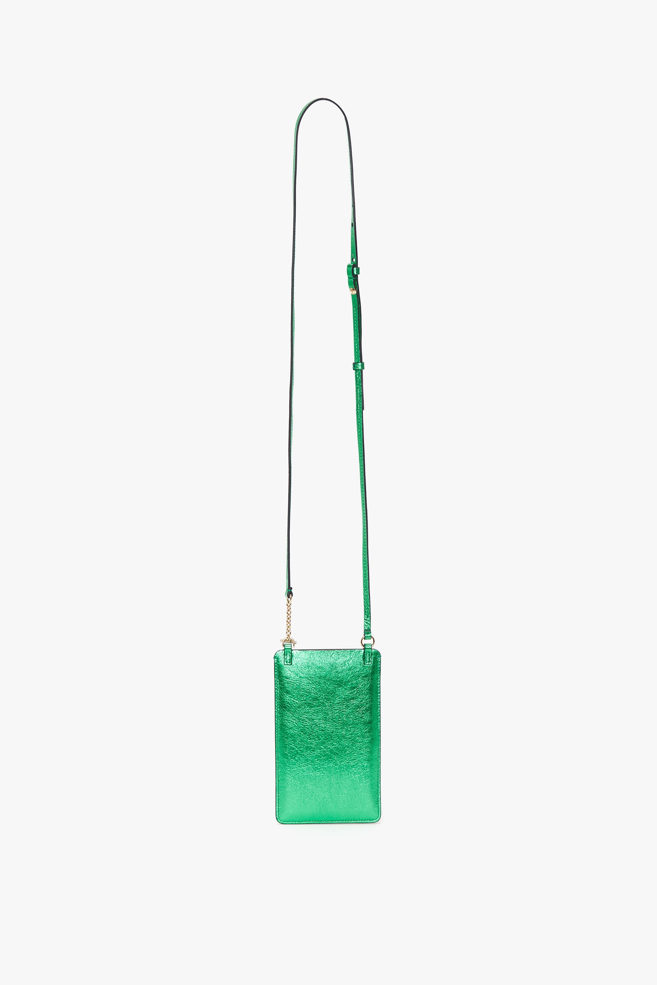 Iphone Pouch In Metallic Green Leather - 5