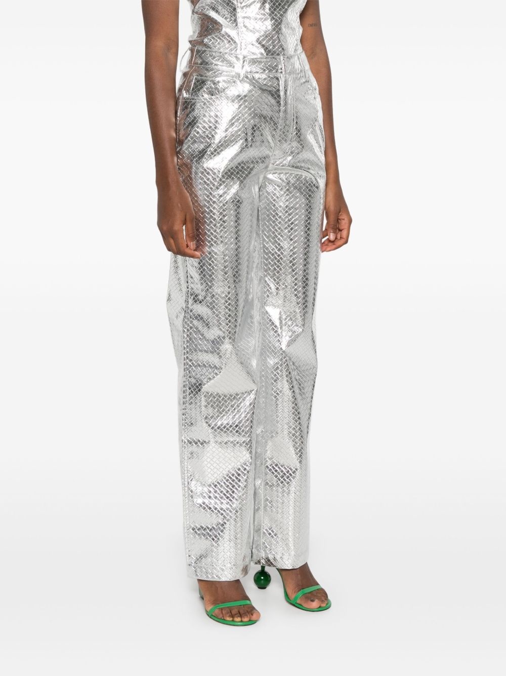 braided straight-leg trousers - 3