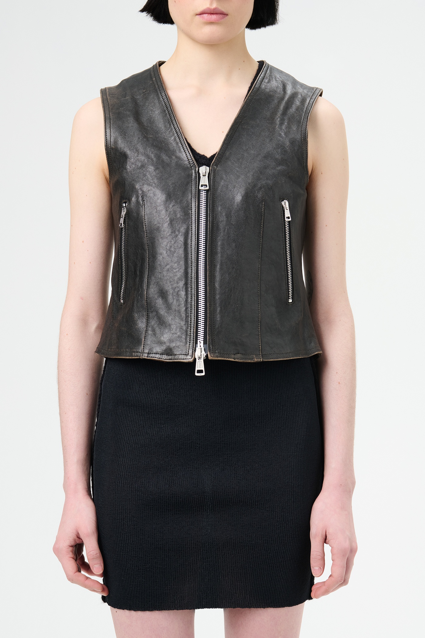Ripley Vest Worn Brown Lambskin - 5