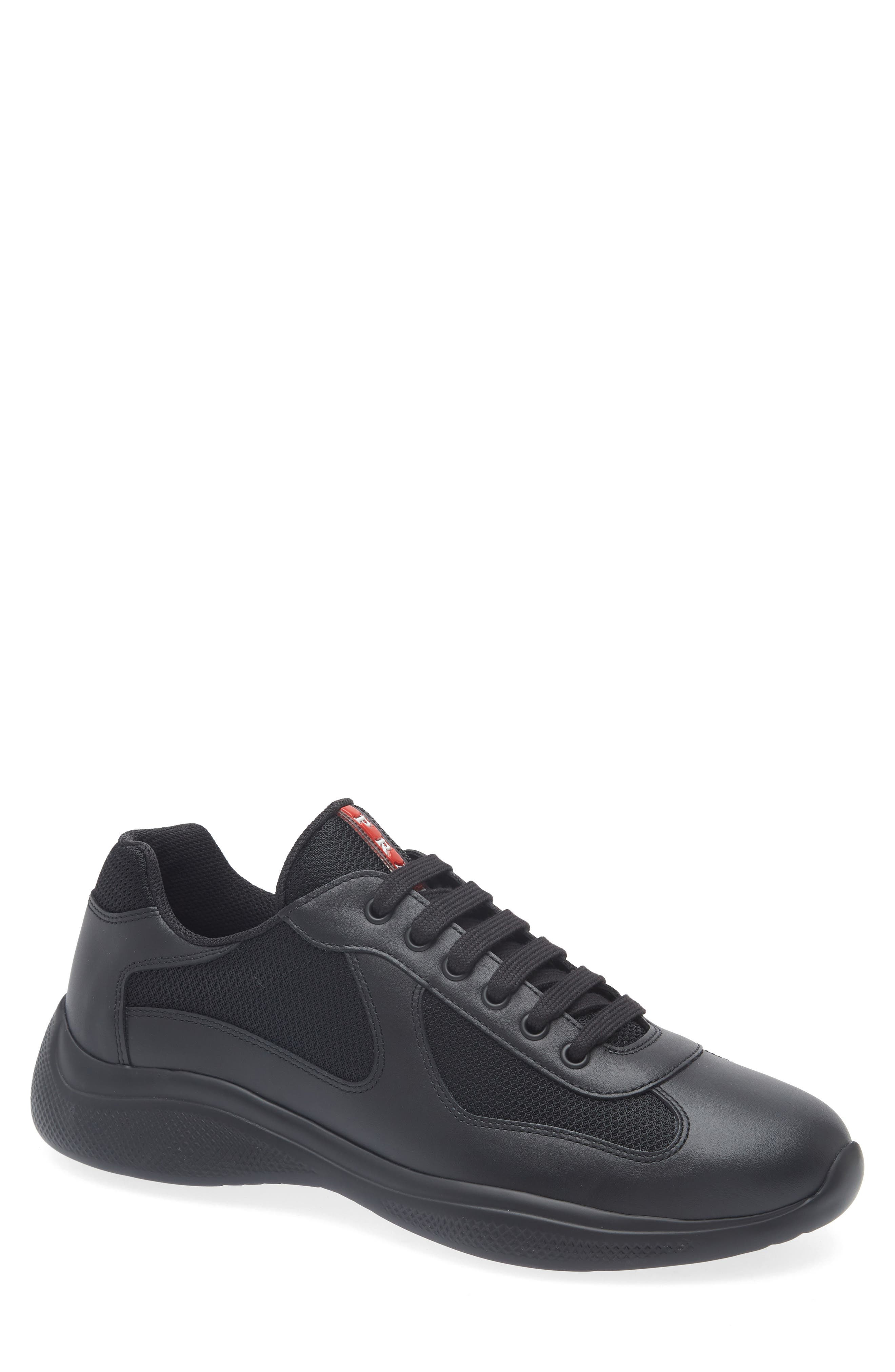 Prada America's Cup Soft Bike Low Top Sneaker in Nero at Nordstrom - 1