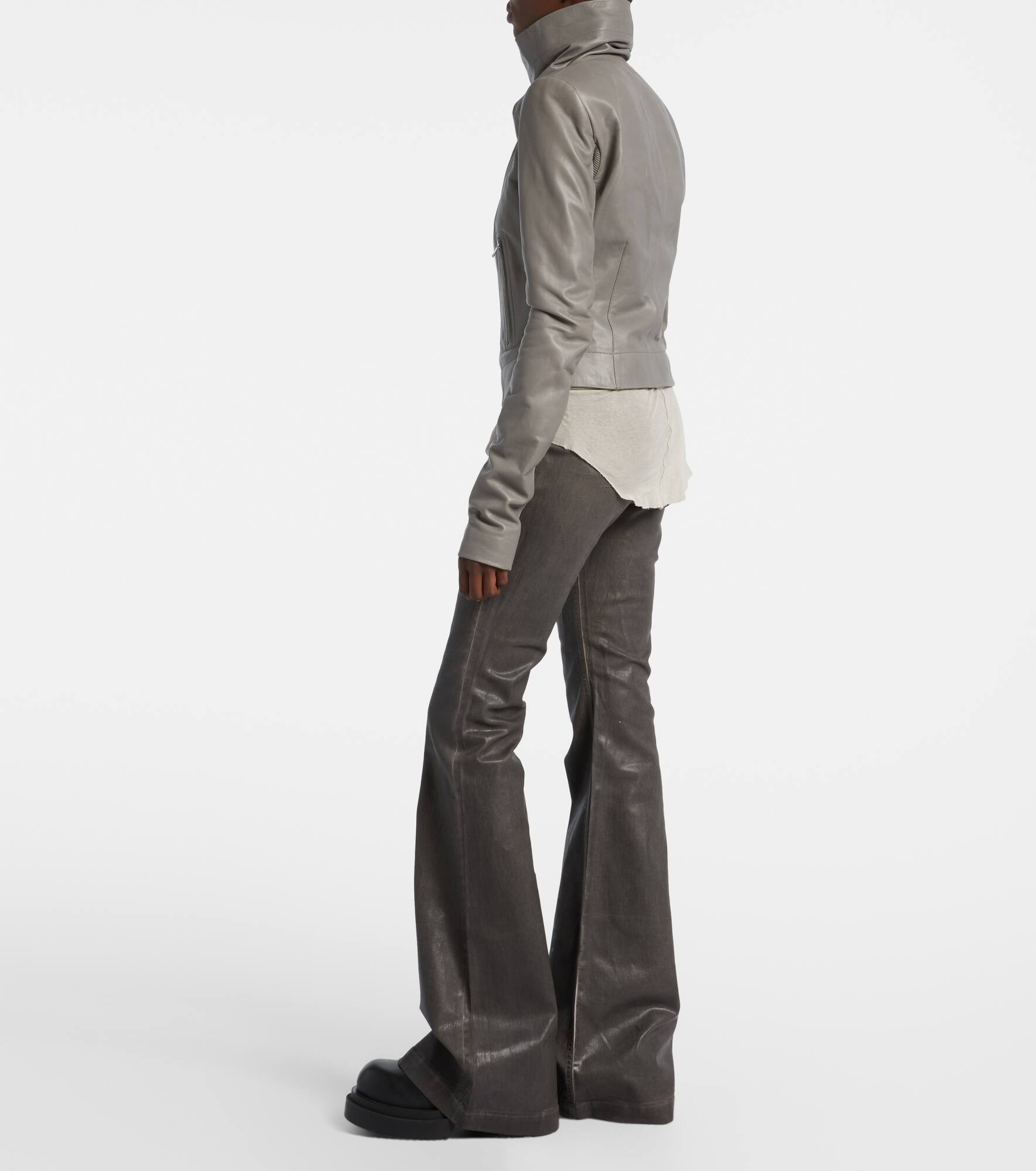Leather biker jacket - 3
