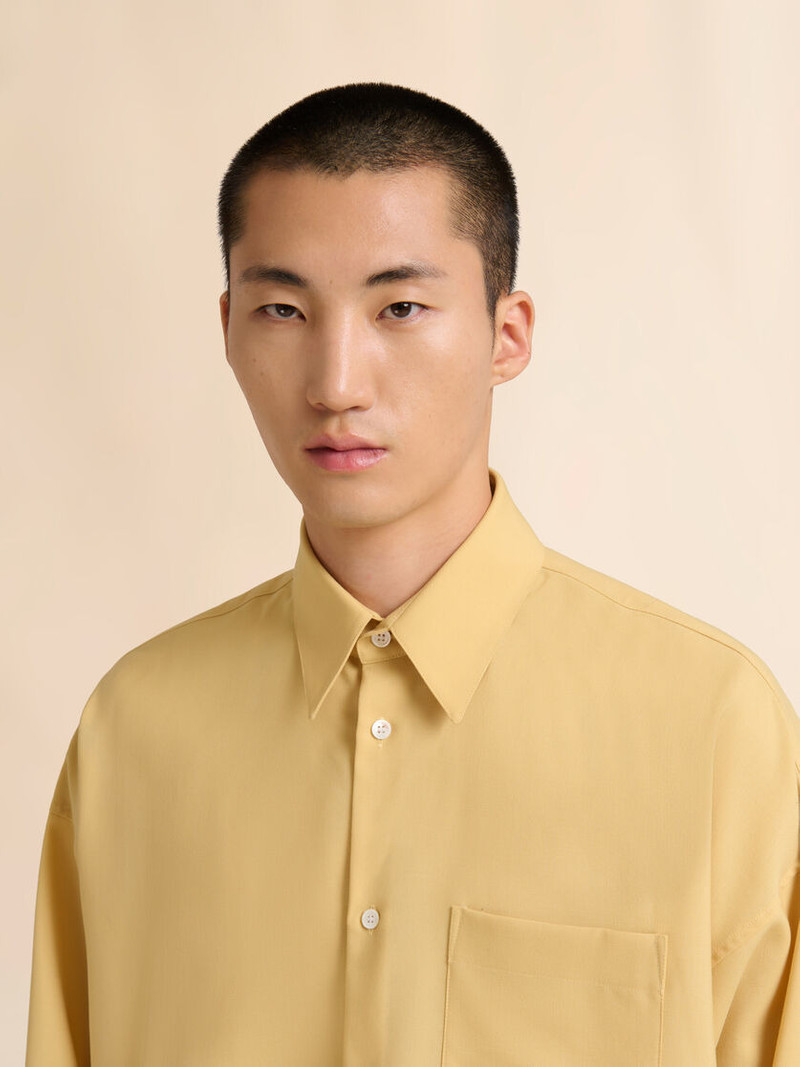 YELLOW TROPICAL WOOL LONG-SLEEVED SHIRT 4