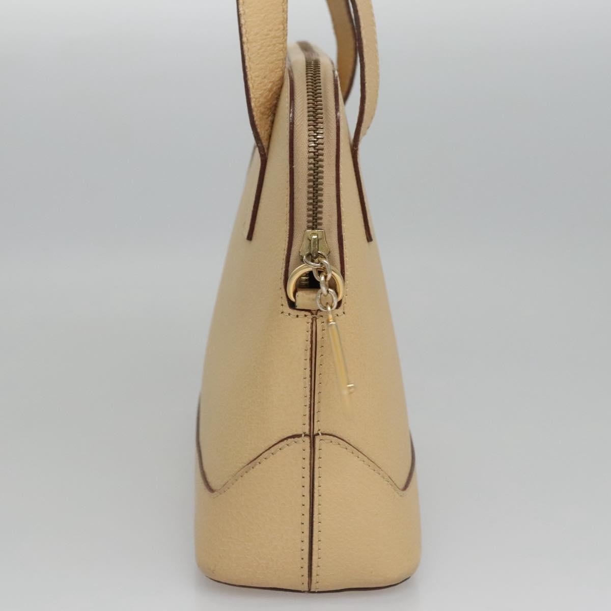 CELINE Hand Bag Leather Beige Gold - 4