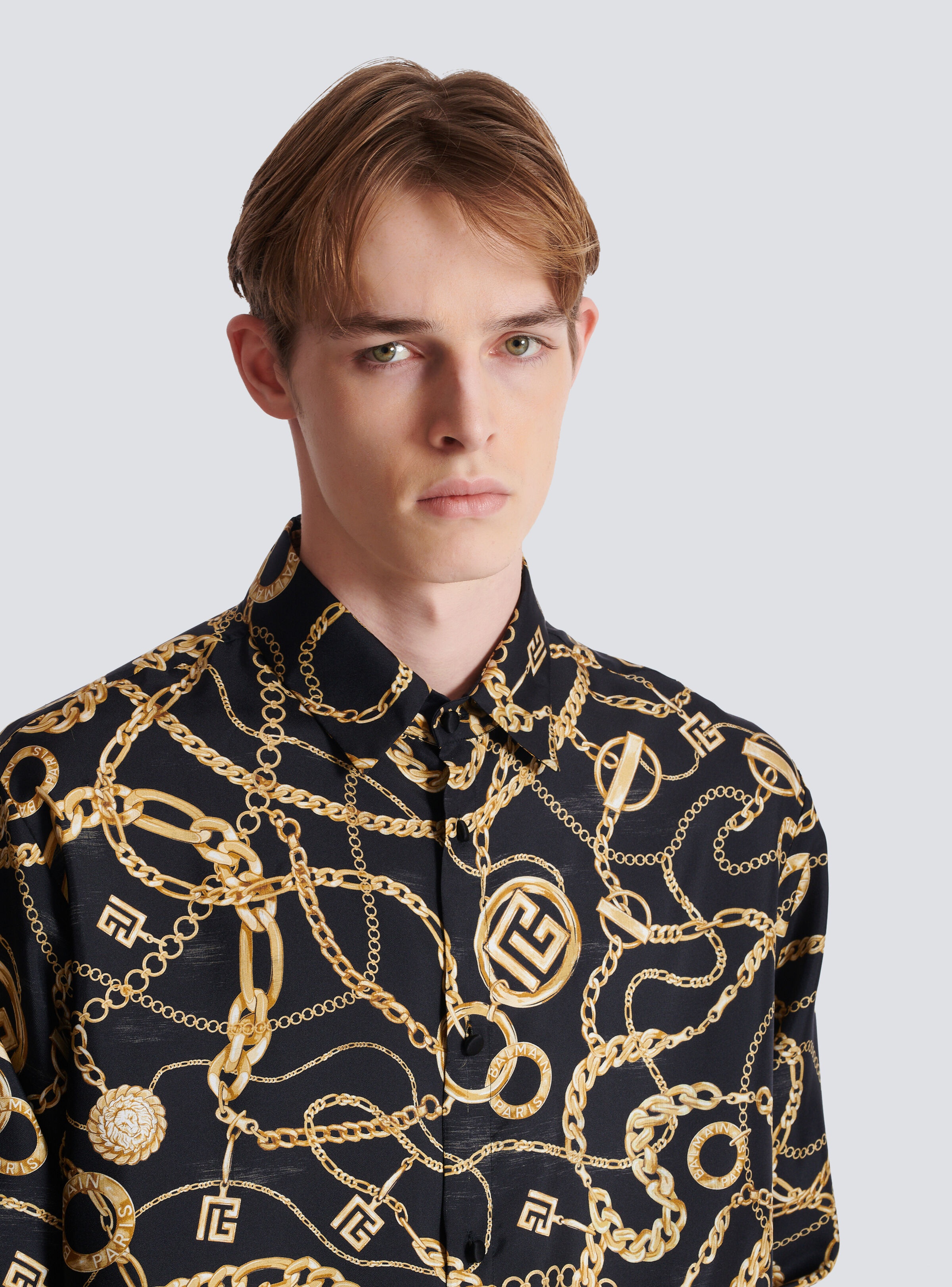 Printed silk shirt with Chaînes pattern - 7