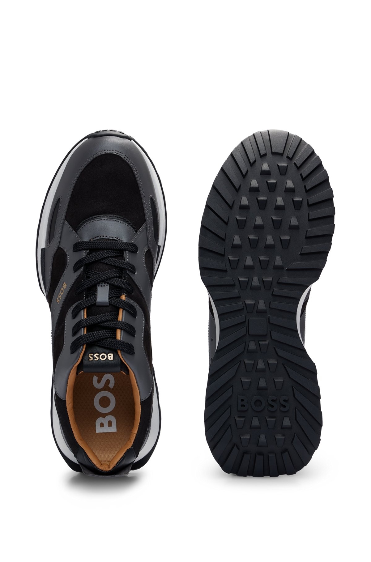 LEATHER TRAINERS WITH LAYERED UPPERS AND PADDED COLLAR - 4