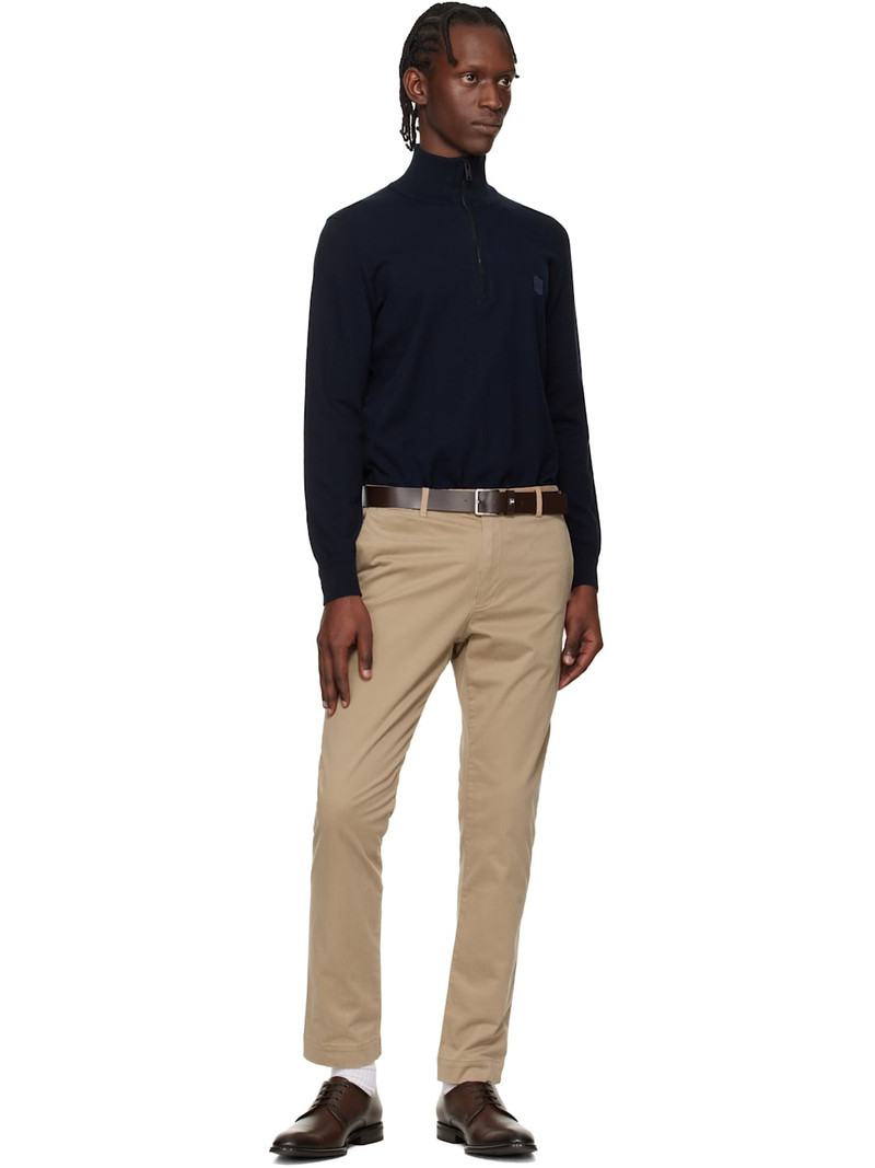 BOSS Brown Signature-Stripe Keeper Leather Belt outlook