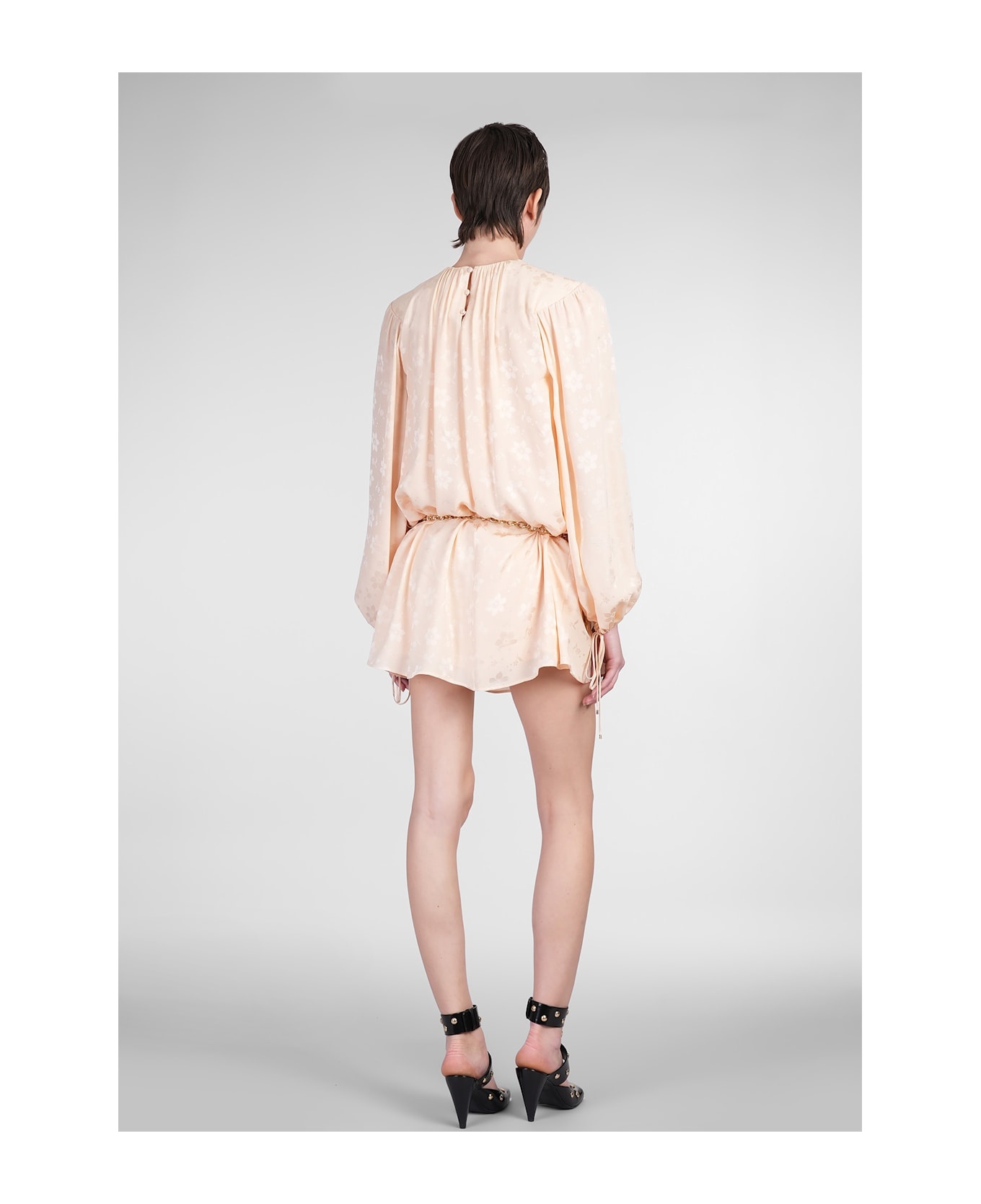 Dress Woman In Rose-pink Silk - 3