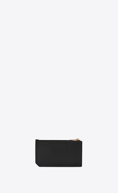 SAINT LAURENT tiny monogram zipped fragments credit card case in grained leather outlook