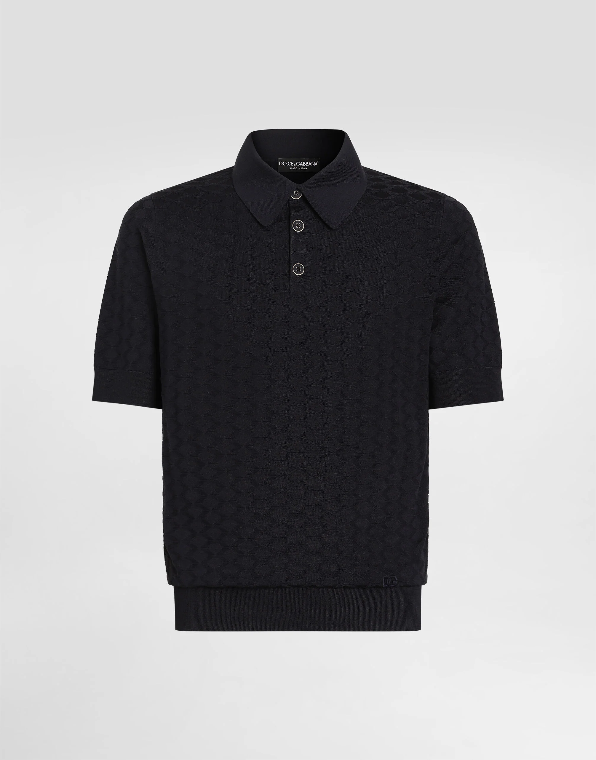 Micro-dot stitch silk polo shirt - 1