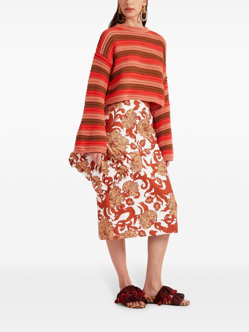 floral-print high-waisted pencil skirt - 2
