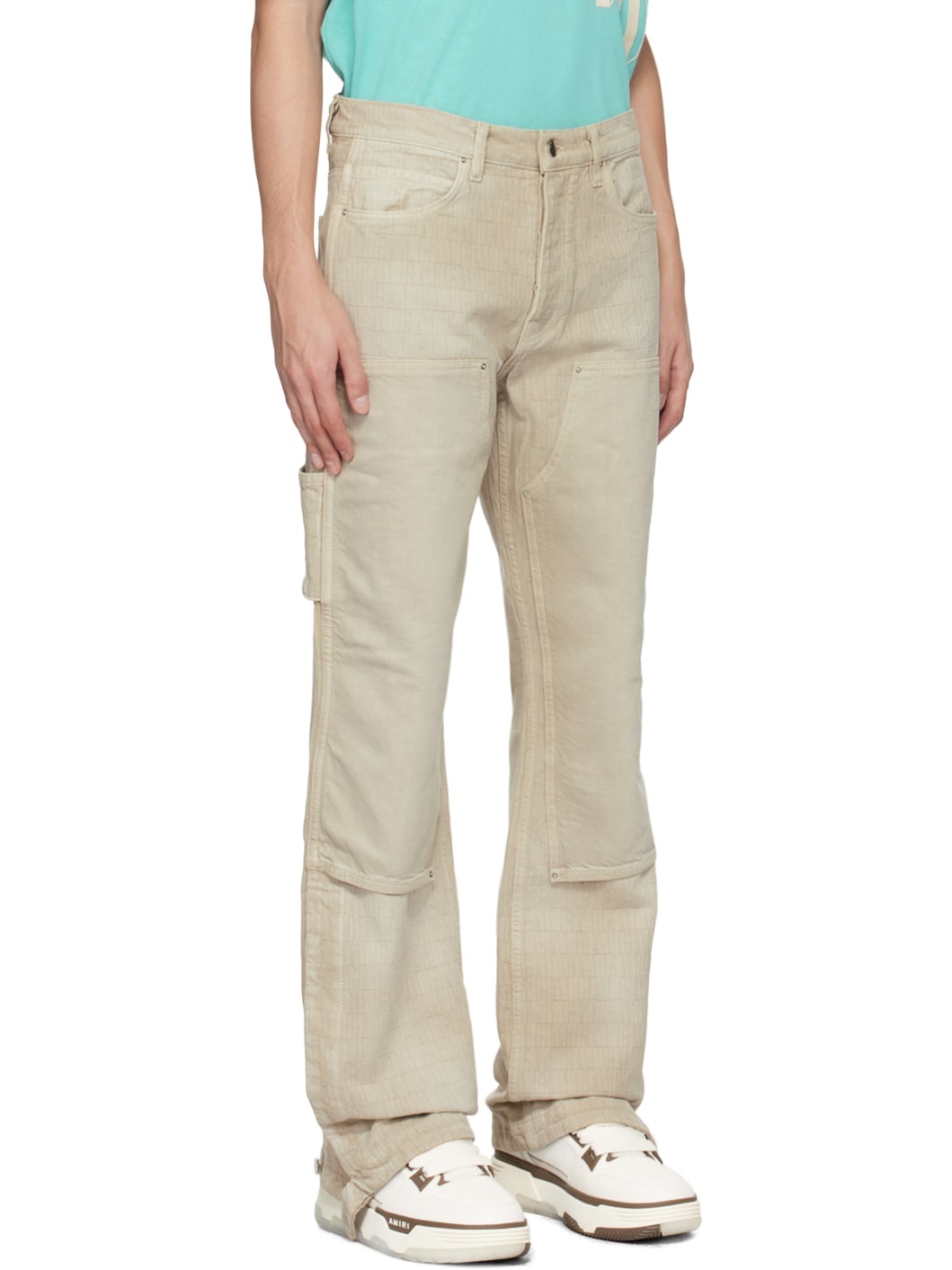 Beige Jacquard Jeans - 2